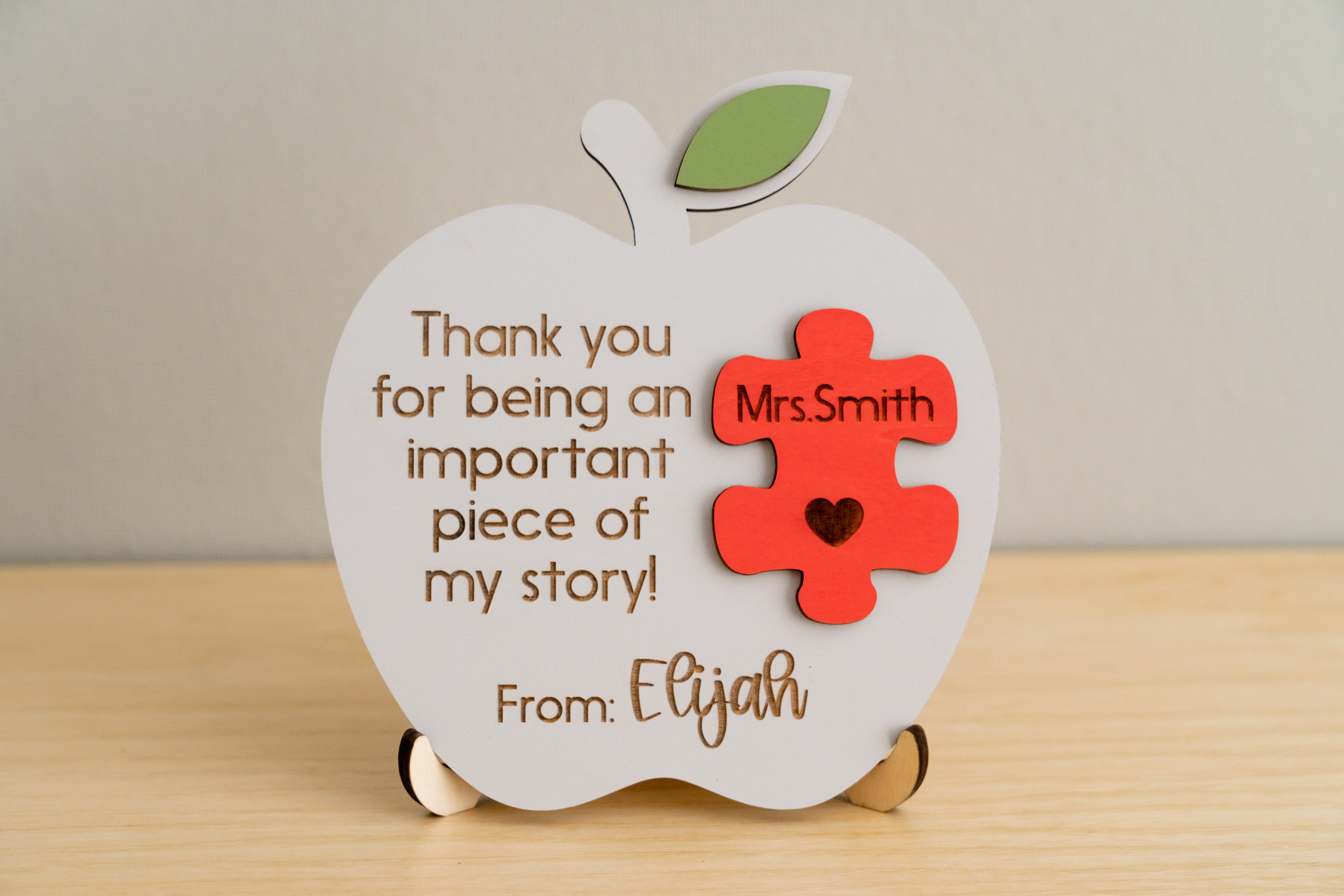 Custom Wooden Teacher's Apple Desk Sign For Rustic Decor and Gift