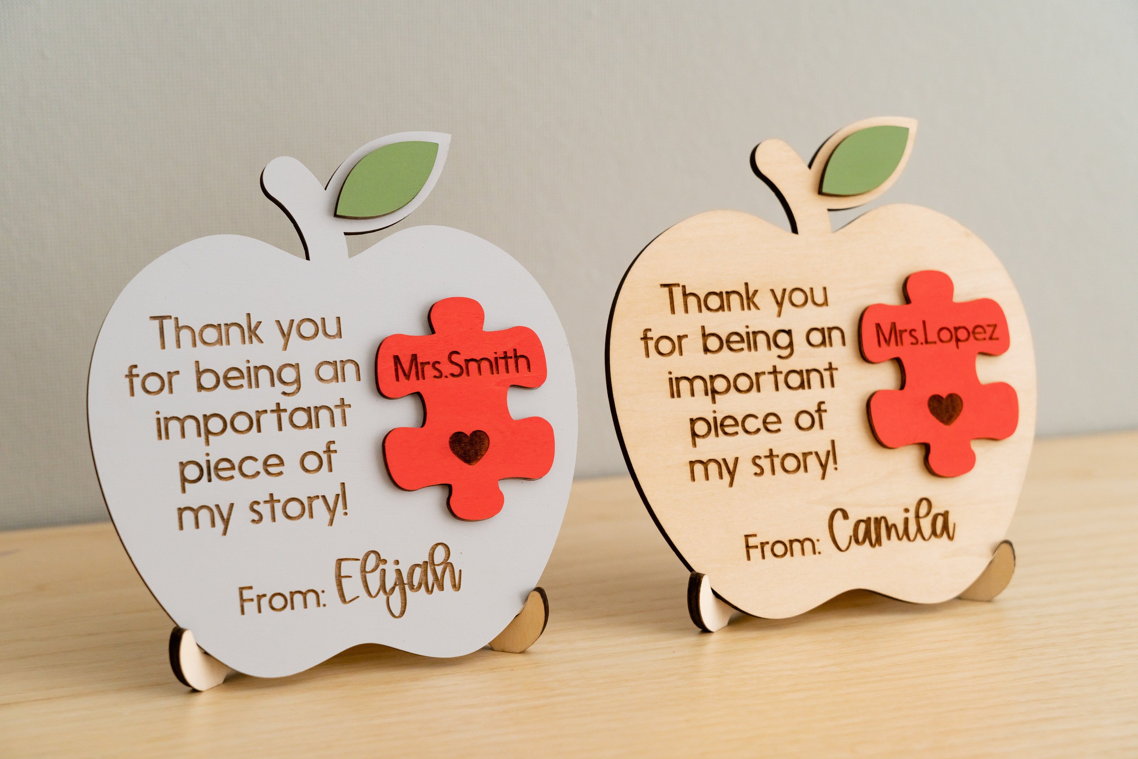 Handcrafted Personalized Wooden Teacher's Apple Desk Ornament