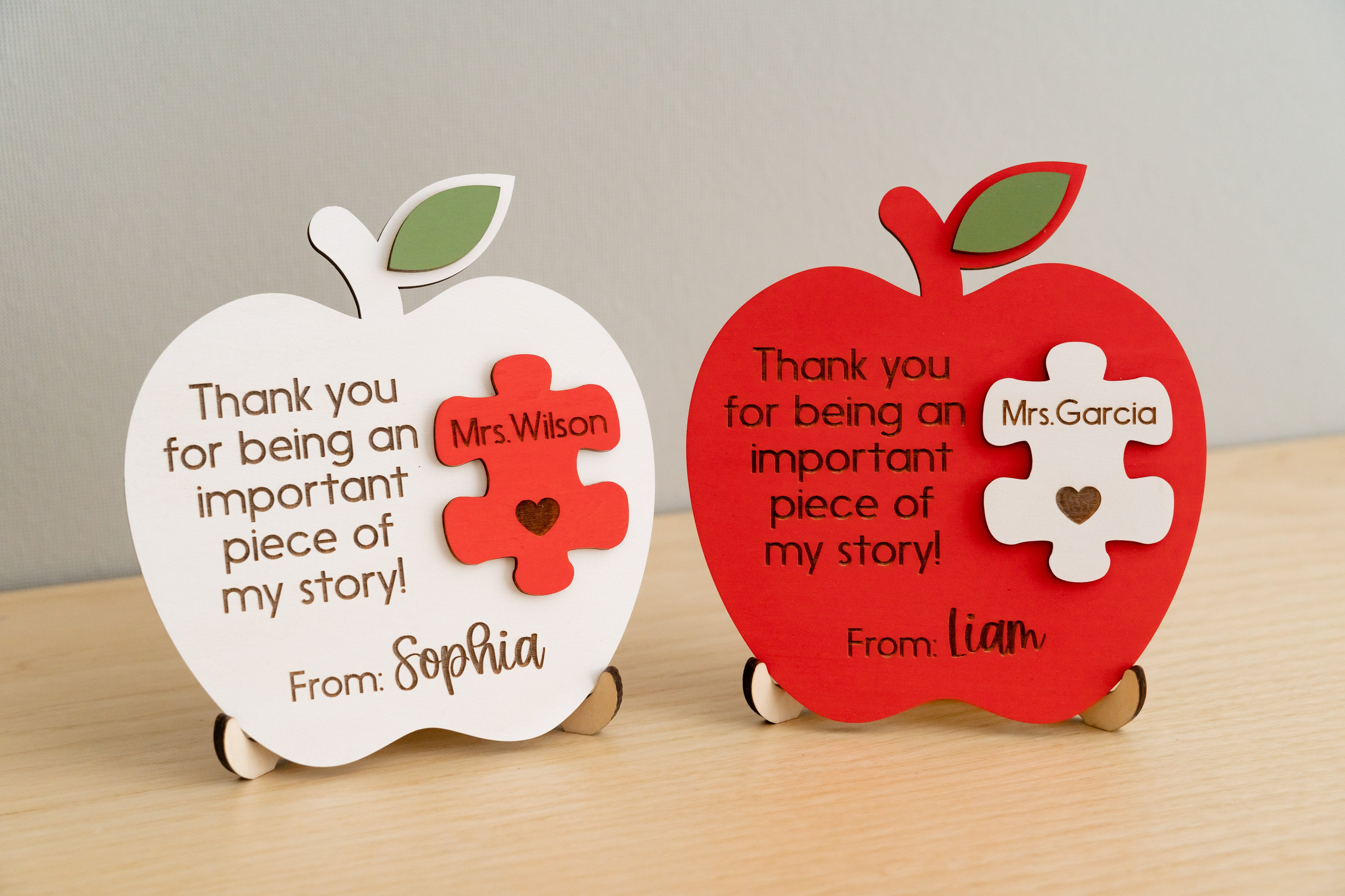 Custom Wooden Teacher's Apple Desk Sign For Rustic Decor and Gift