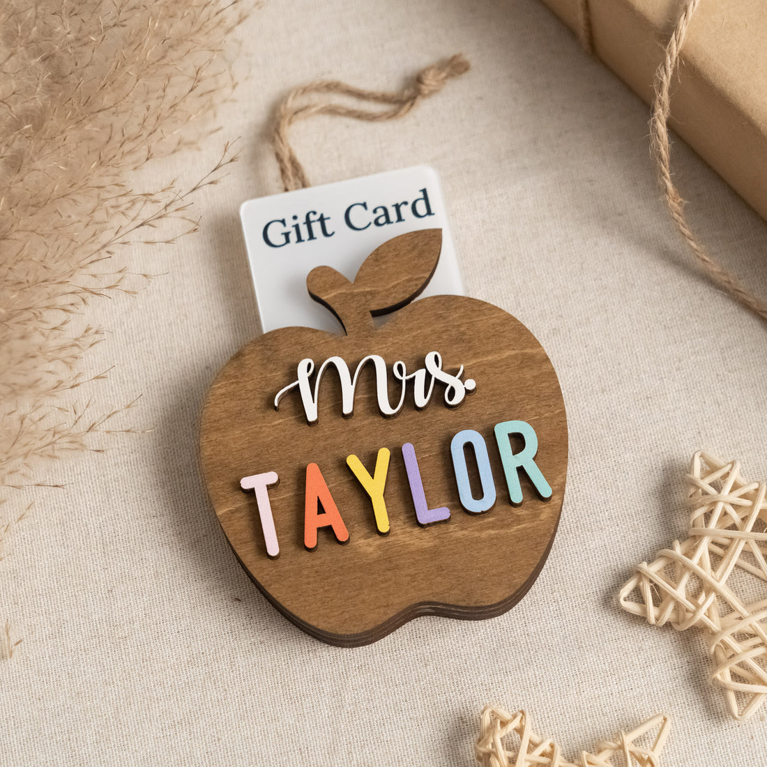 Teacher Gift Card Holder Wood for Teacher Gift Ideas and Apple Decor R78