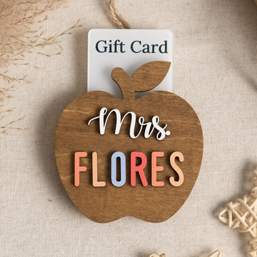 Teacher Gift Card Holder Wood for Teacher Gift and Apple Ornament R78