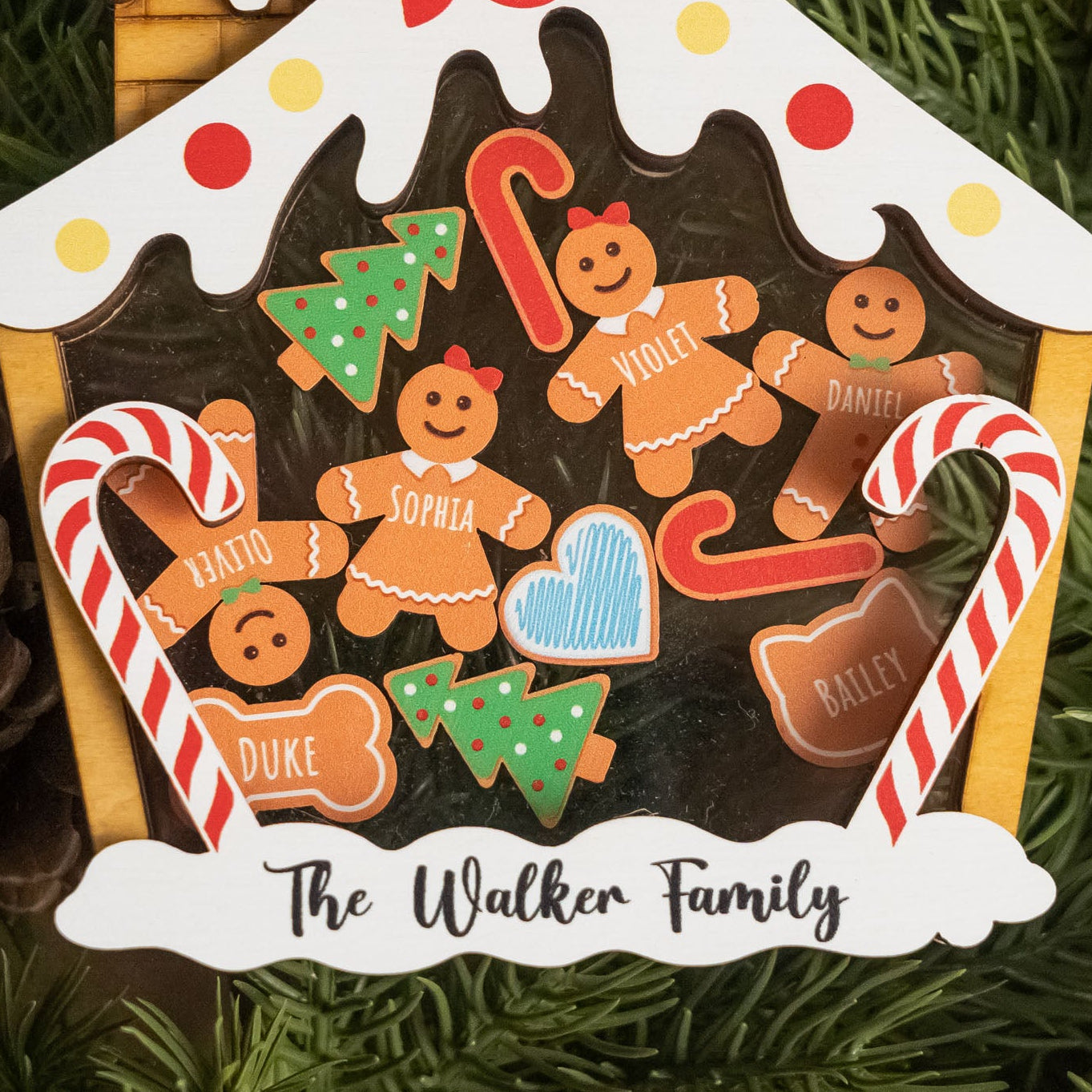 Gingerbread Family Christmas Shaker Ornament Wood Acrylic for Gingerbread Christmas Ornament and Wooden Shaker Ornament O51