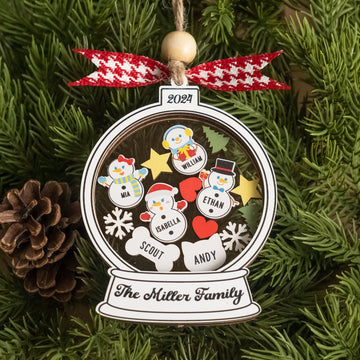 Personalized Shaker Family Christmas Ornament Wood for Family Christmas Gifts and Wooden Ornaments R75