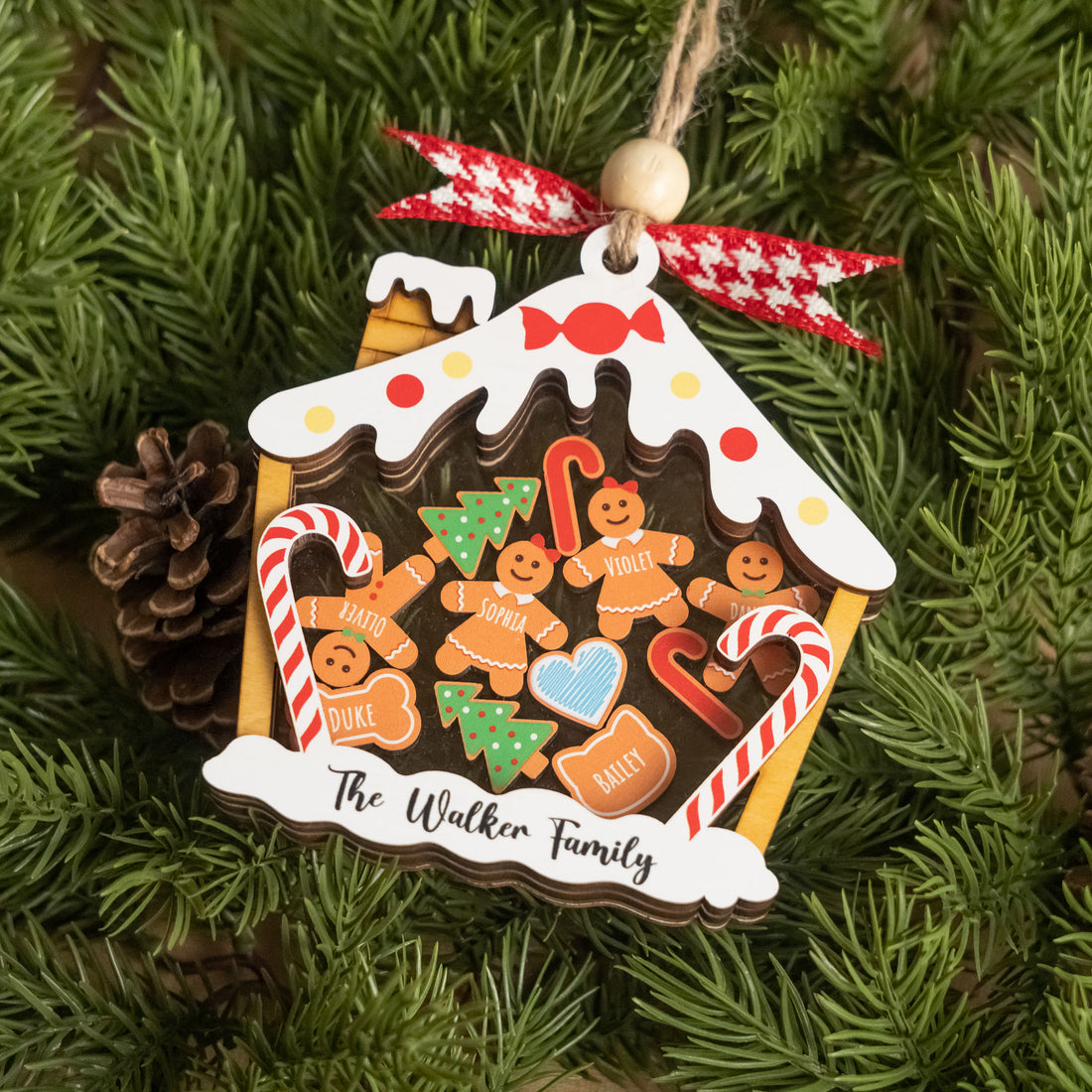 Gingerbread Family Christmas Shaker Ornament Wood Acrylic for Gingerbread Christmas Ornament and Wooden Shaker Ornament O51