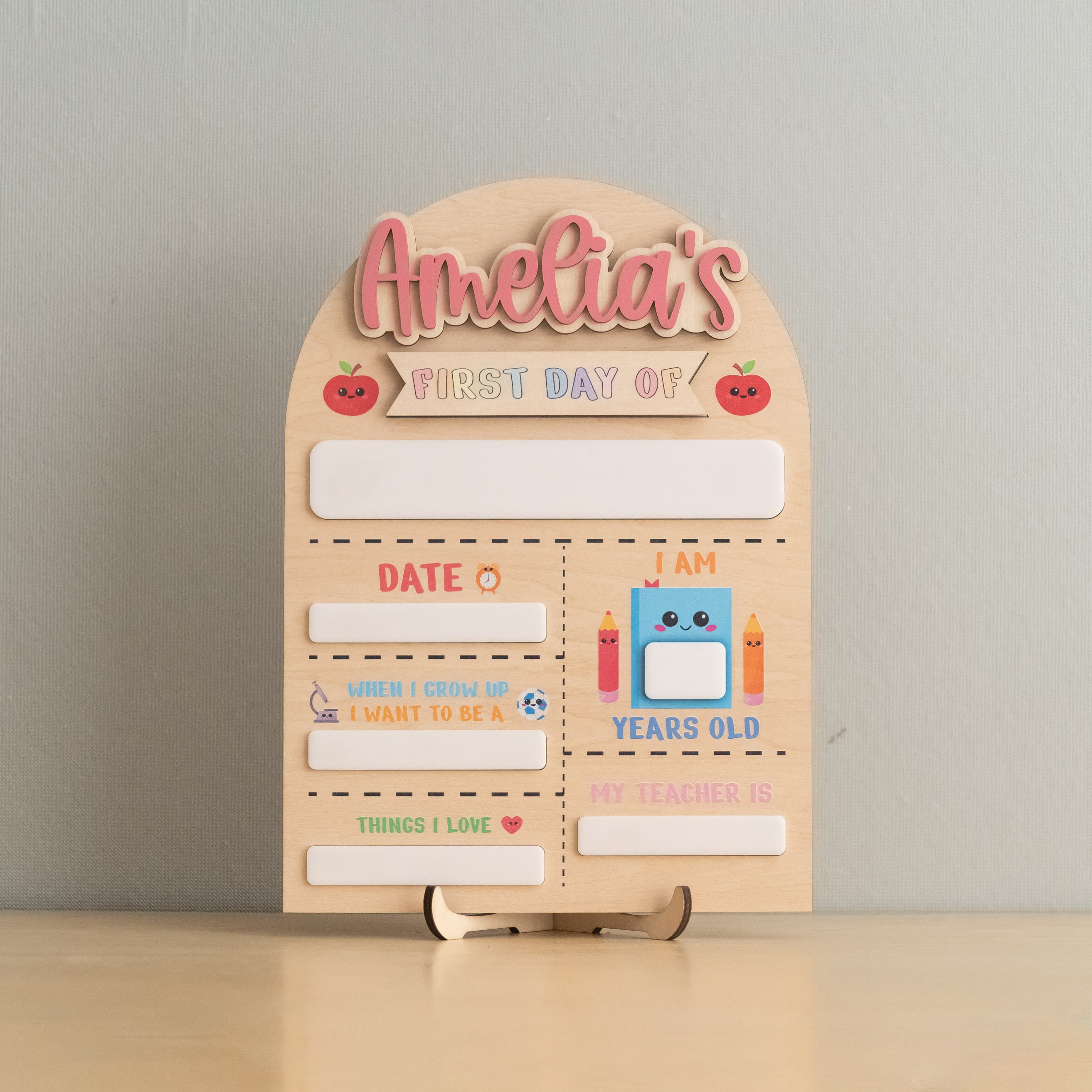 Personalized First Day of School Sign Wood for School Milestone Photos Y89