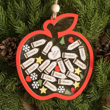 Personalized Apple Shape Classroom Ornament Wood for Teachers Gift R88