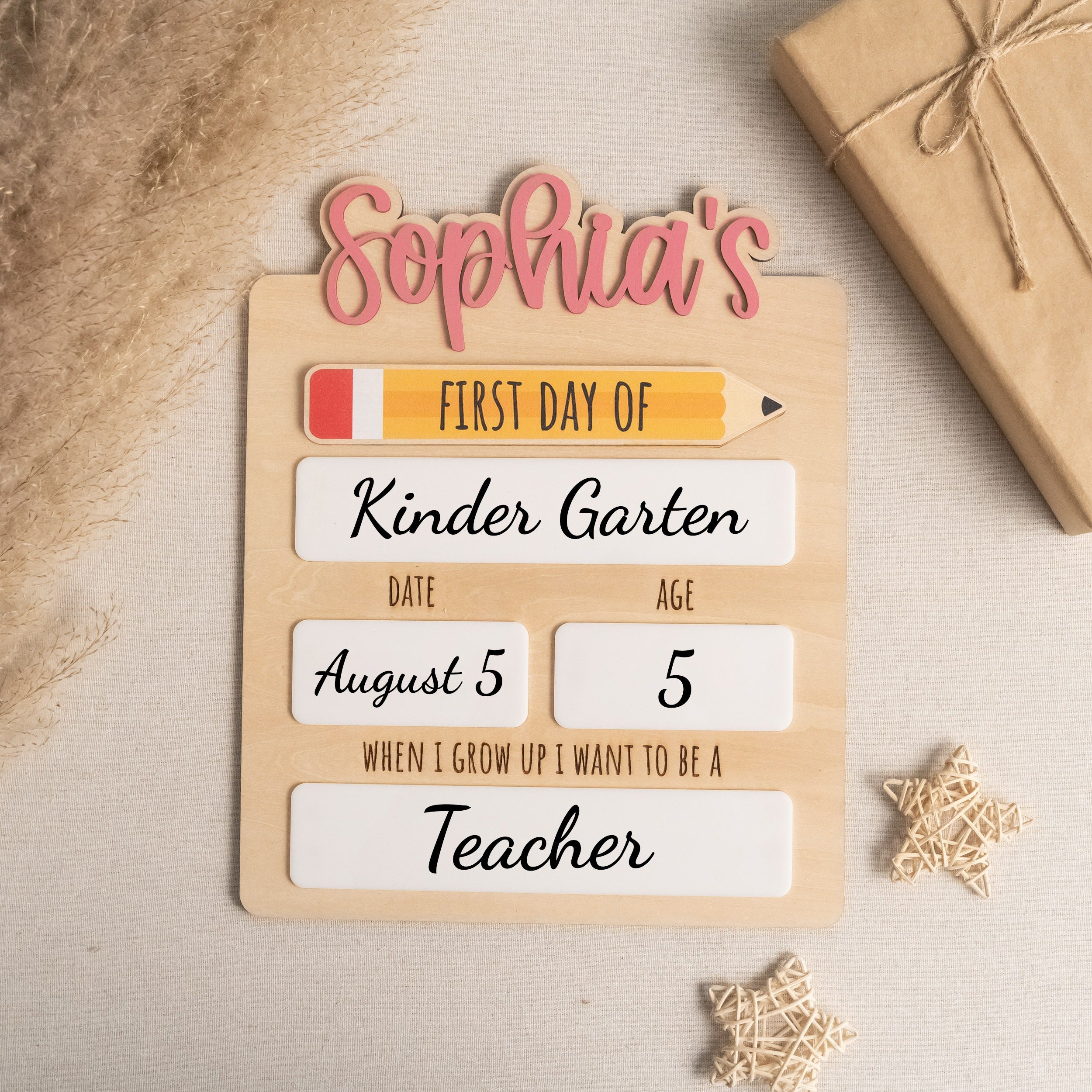 Personalized First Day of School Sign Wood for Back to School Y87