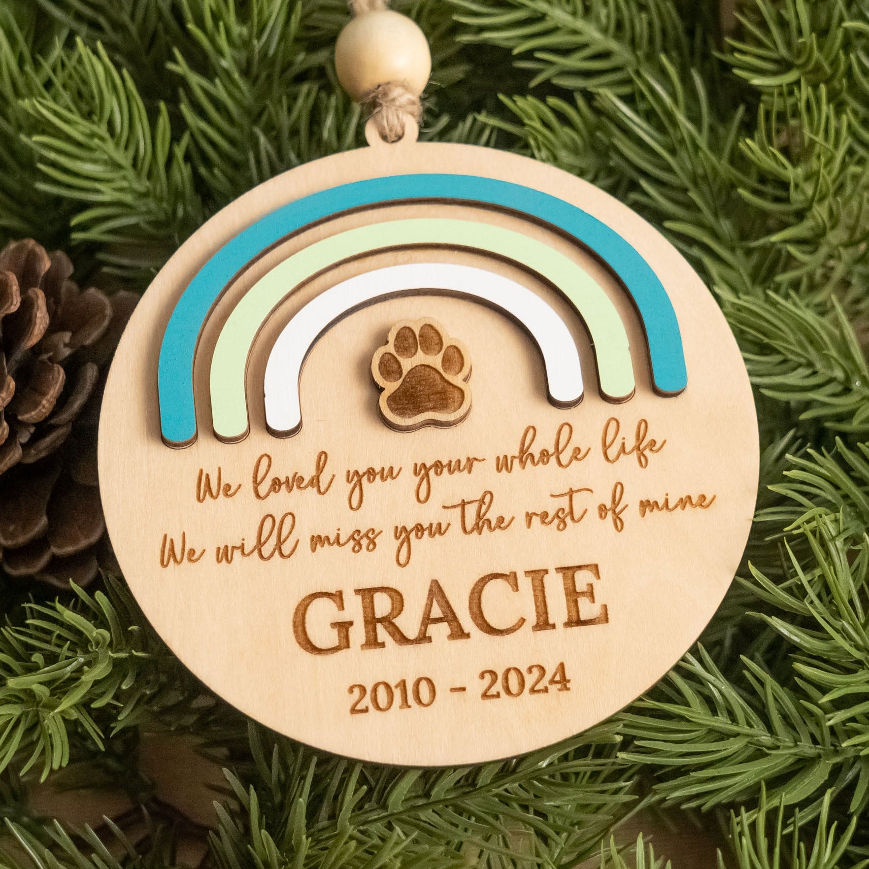 Personalized Pet Memorial Ornament Wooden for Pet Memorial Gift and Custom Pet Ornament N93