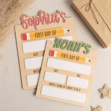 Personalized First Day of School Sign Wood for Kids Milestone Photos Y87