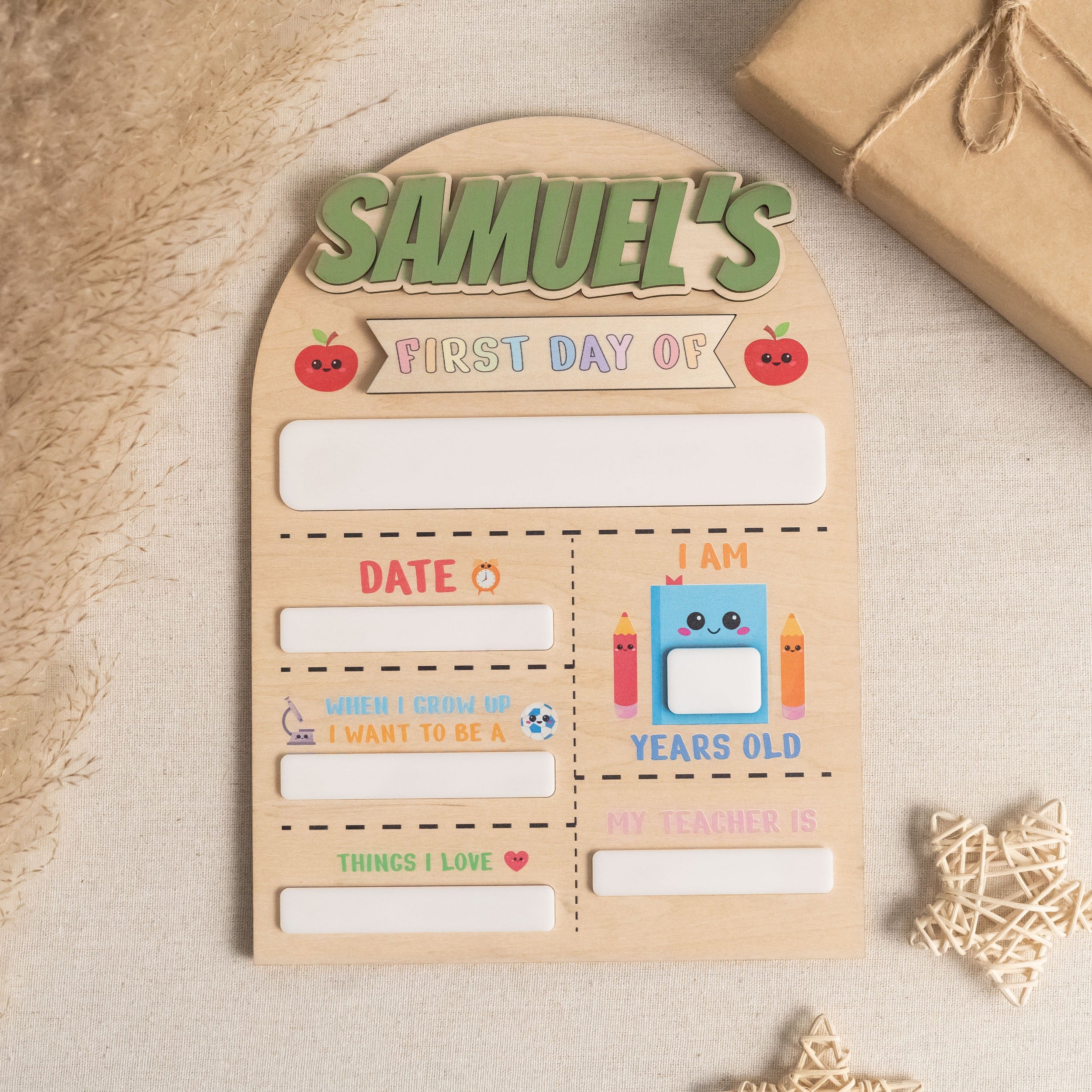 Personalized First Day of School Sign Wood for School Milestone Photos Y89