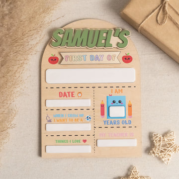 Personalized First Day of School Sign Wood for School Milestone Photos Y89
