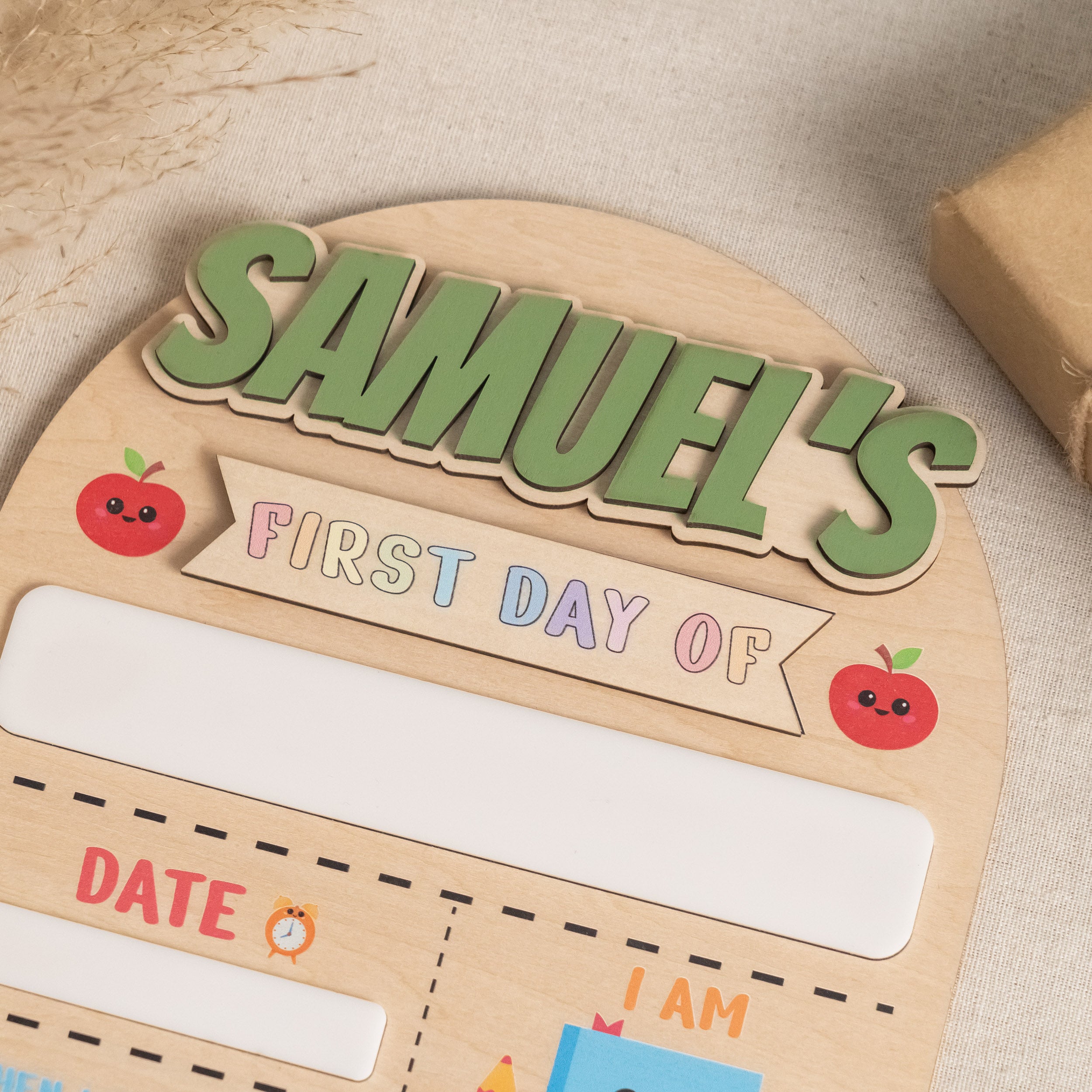 Personalized First Day of School Sign Wood for School Milestone Photos Y89