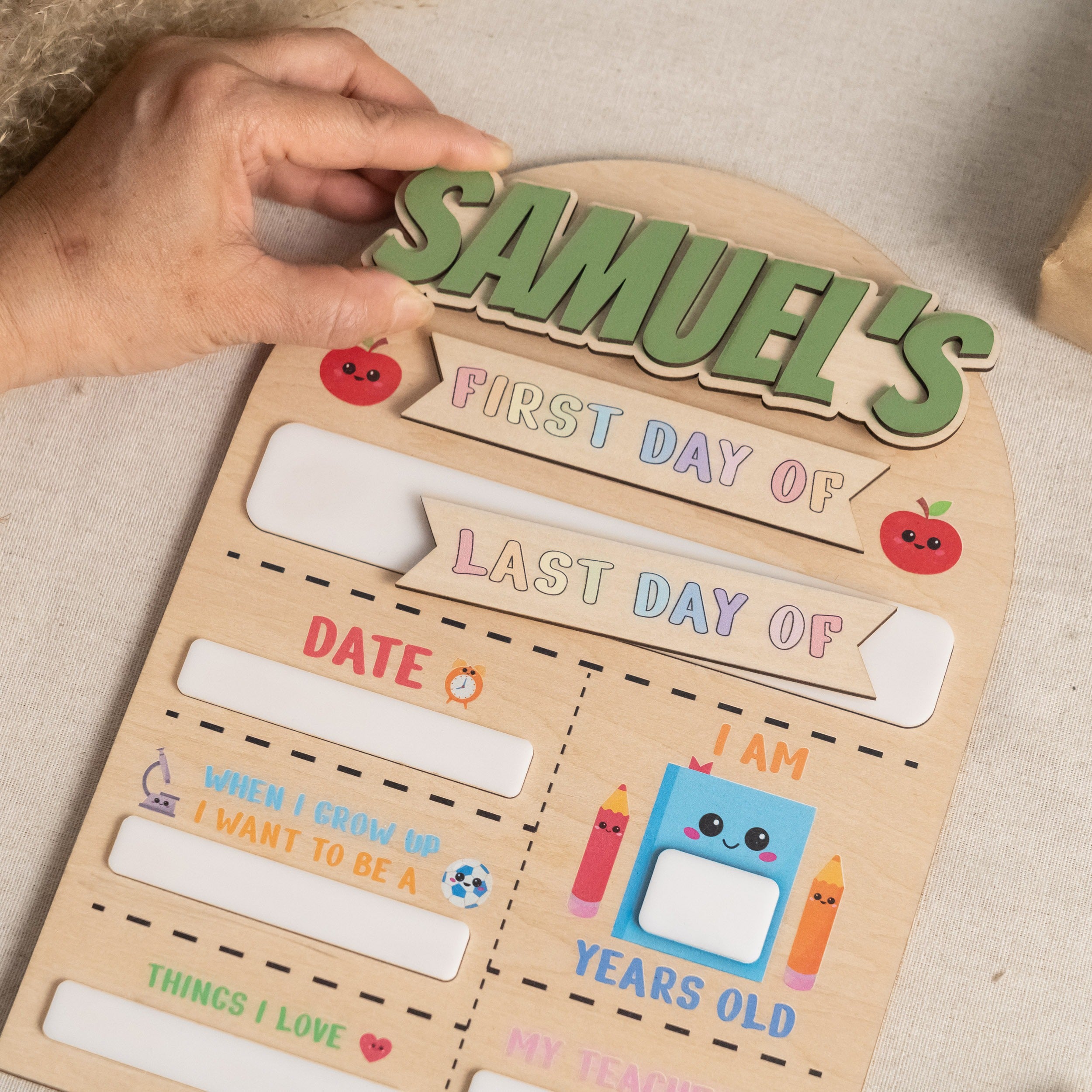 Personalized First Day of School Sign Wood for School Milestone Photos Y89