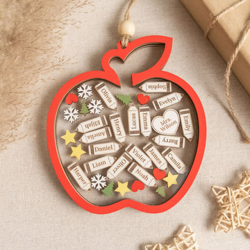 Personalized Apple Shape Classroom Ornament Wooden Sign for Teachers R88