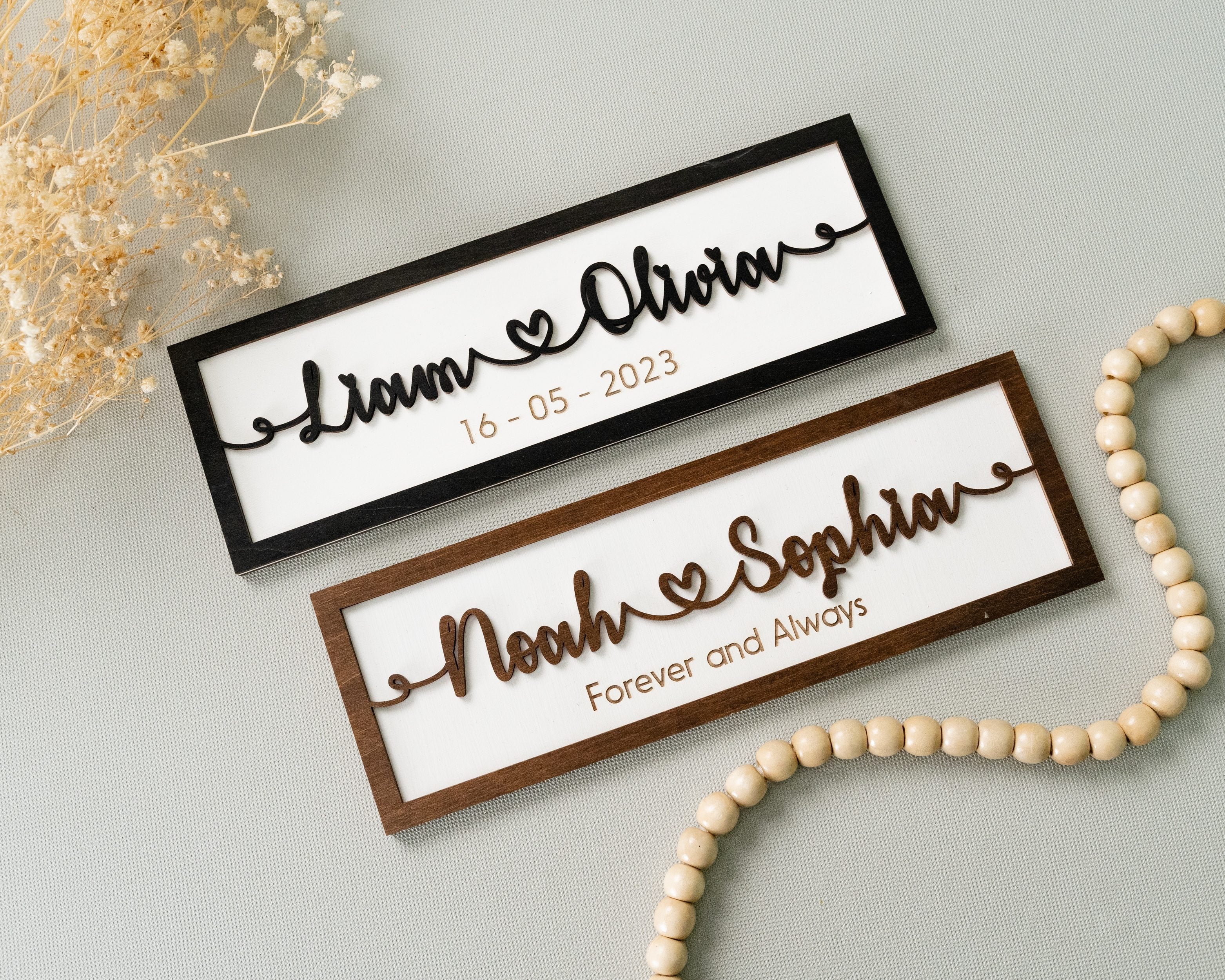 Custom Couple Name Wooden Sign Couple Name Wall Decor and Custom Engraved Wood Sign for Anniversary Gift E32
