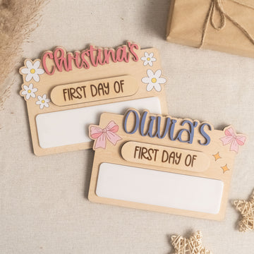 Personalized First Day of School Sign and Reusable Wooden Board Y90