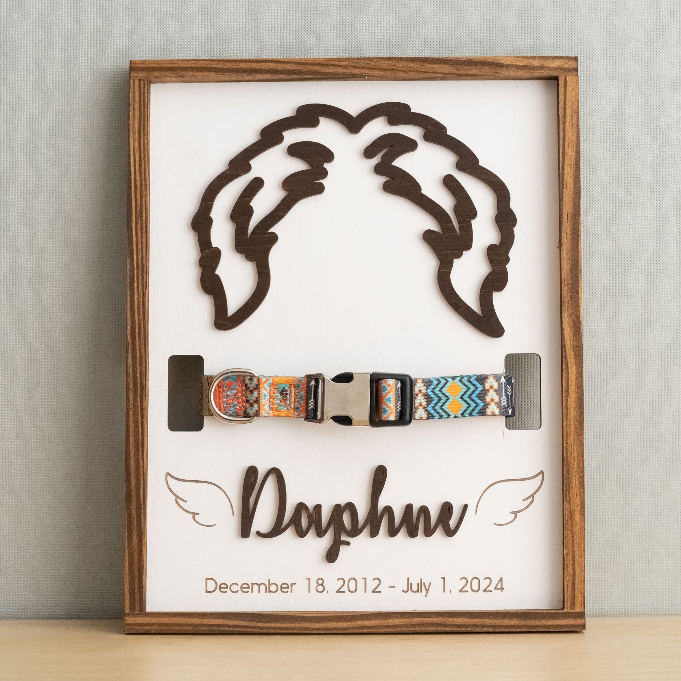Dog Ear Drawing Framed Wood Sign and Wooden Pet Memorial E88