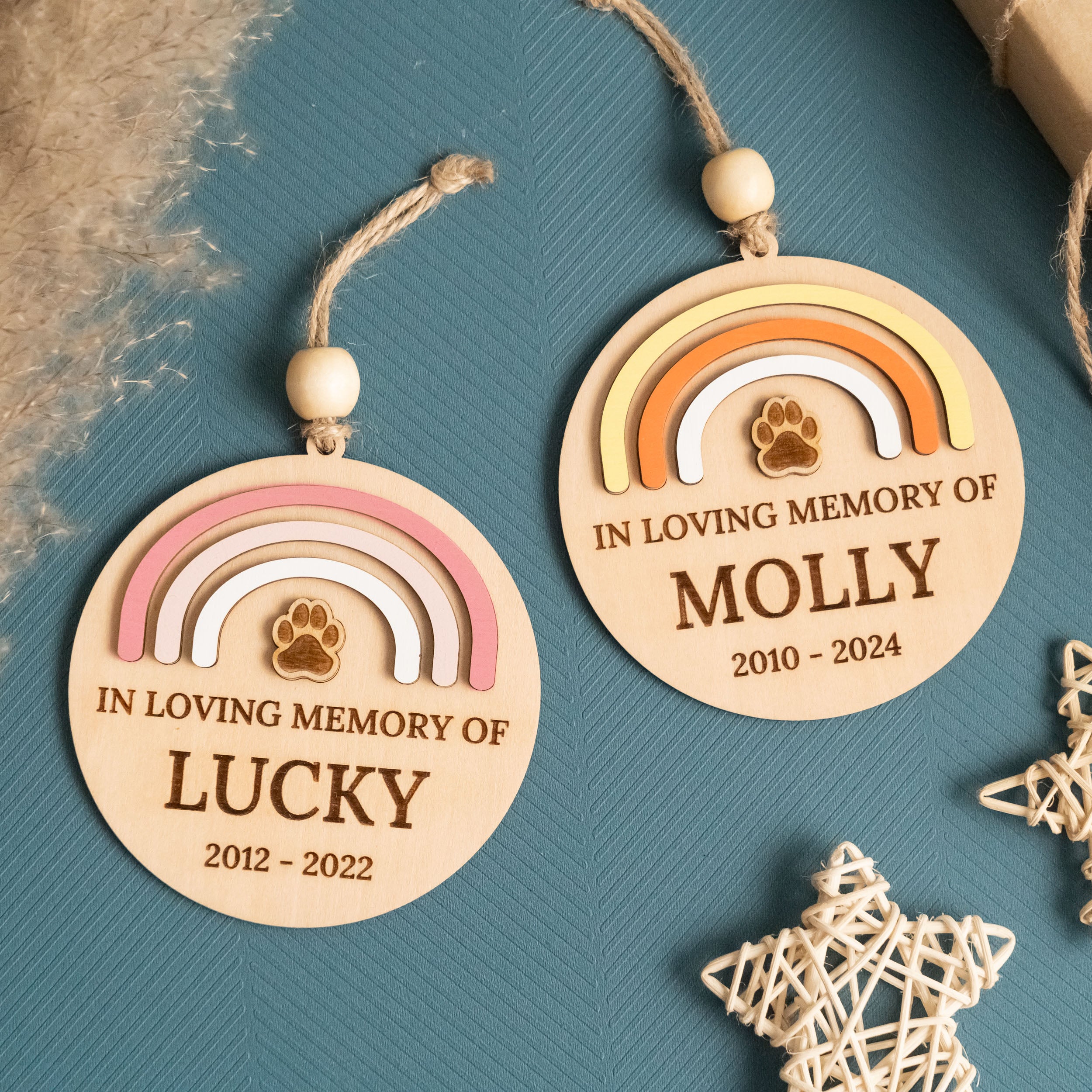 Personalized Pet Memorial Ornament Wooden for Dog Memorial Ornament and Custom Pet Memorial N93