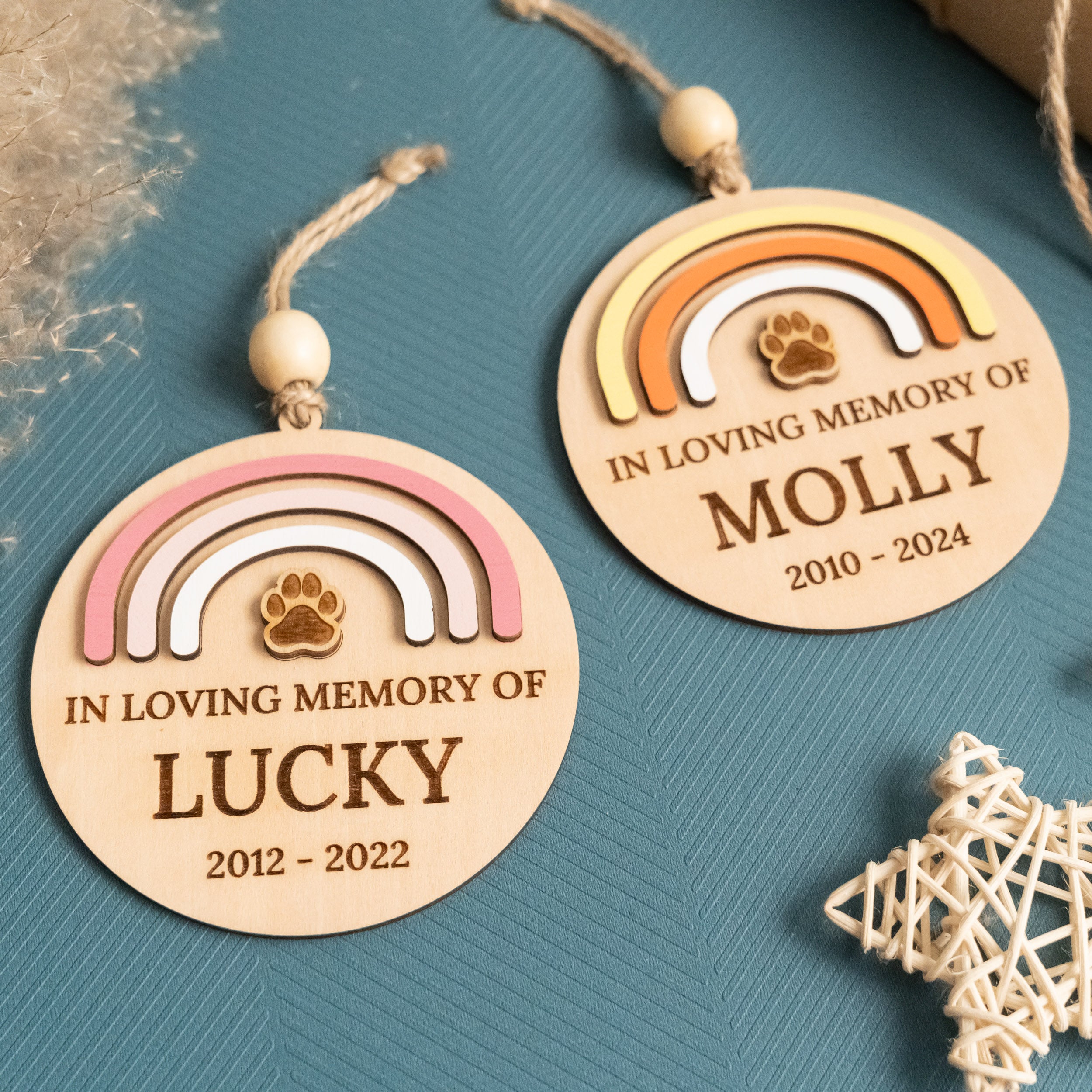 Personalized Pet Memorial Ornament Wooden for Dog Memorial Ornament and Custom Pet Memorial N93