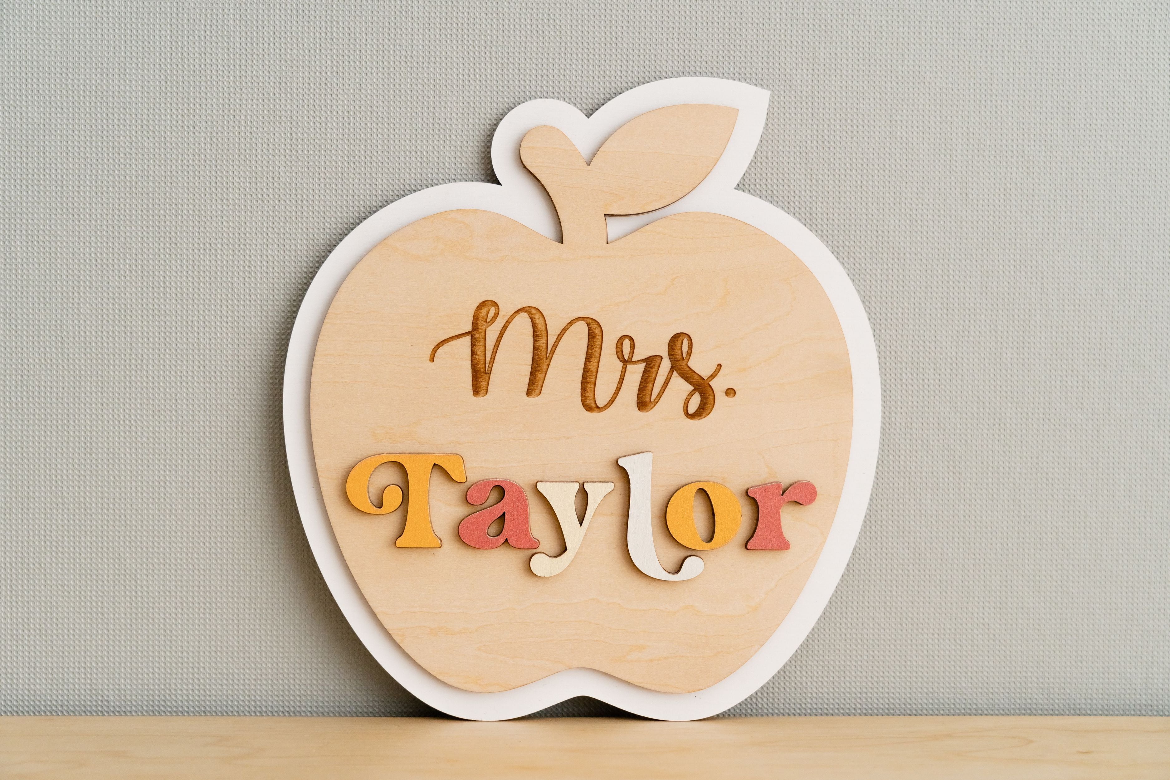 Customizable Wooden Teacher's Apple Desk Ornament