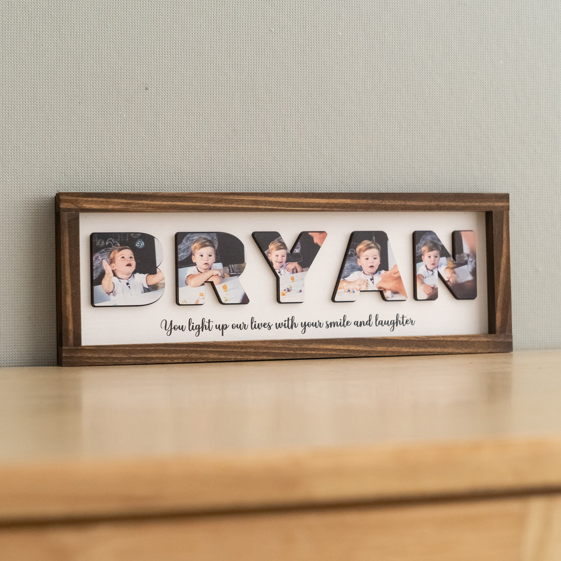 Personalized Name Photo Wooden Frame for baby gift and nursery Y94