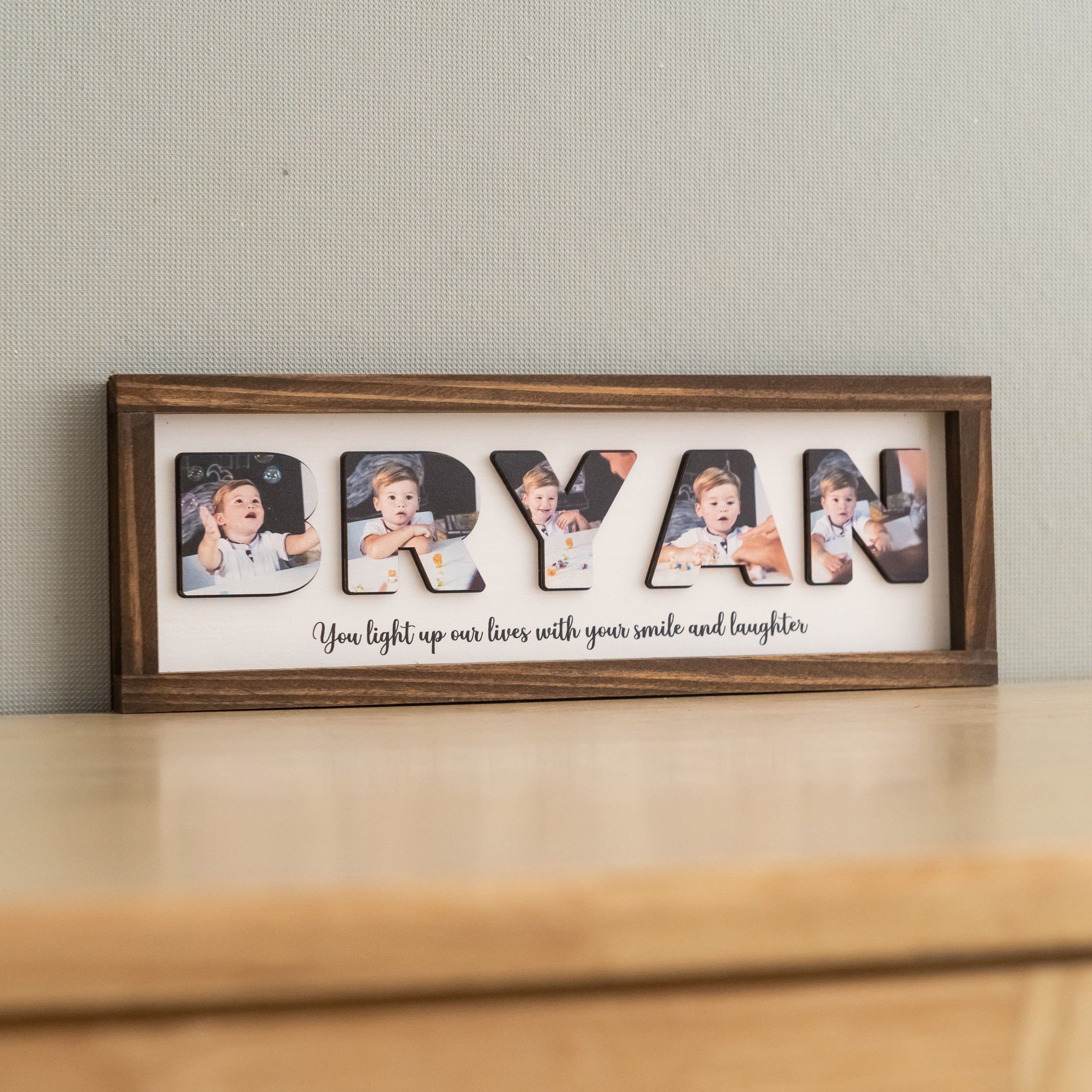 Personalized Name Photo Wooden Frame for baby gift and nursery Y94