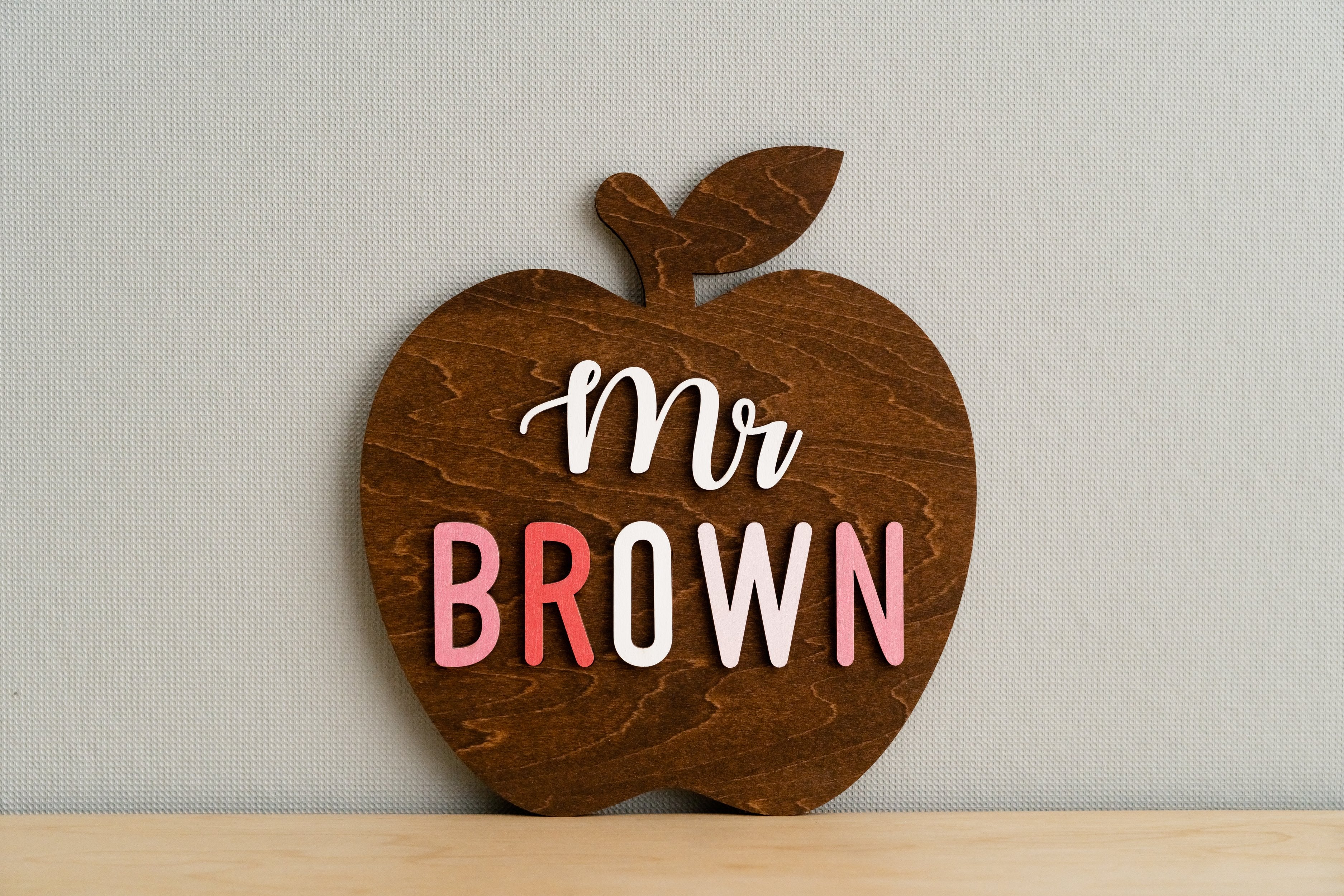 Custom Wooden Teacher's Apple Desk Ornament