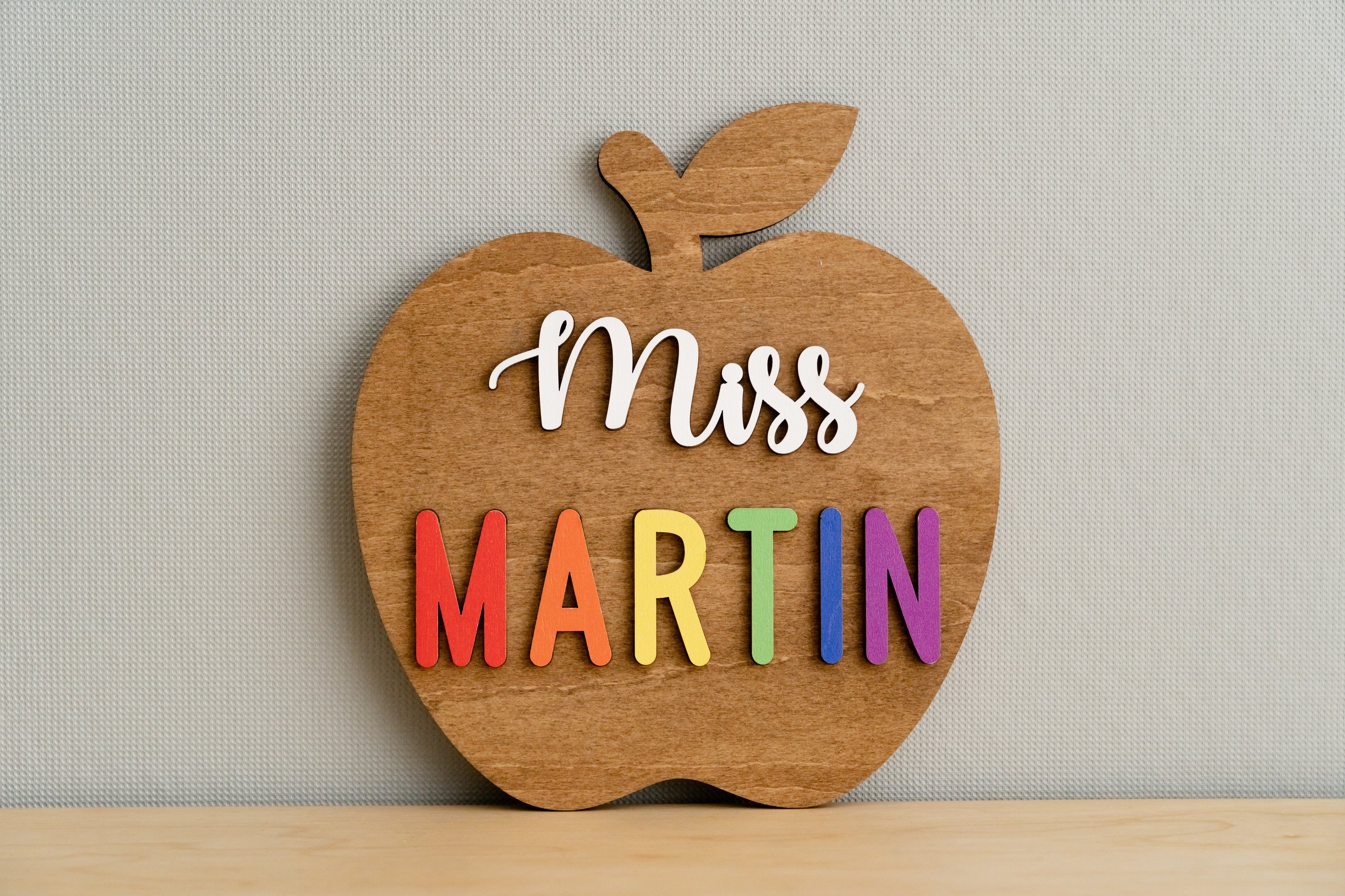 Custom Wooden Teacher's Apple Desk Ornament