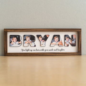 Personalized Name Photo Wooden Frame for baby gift and nursery Y94