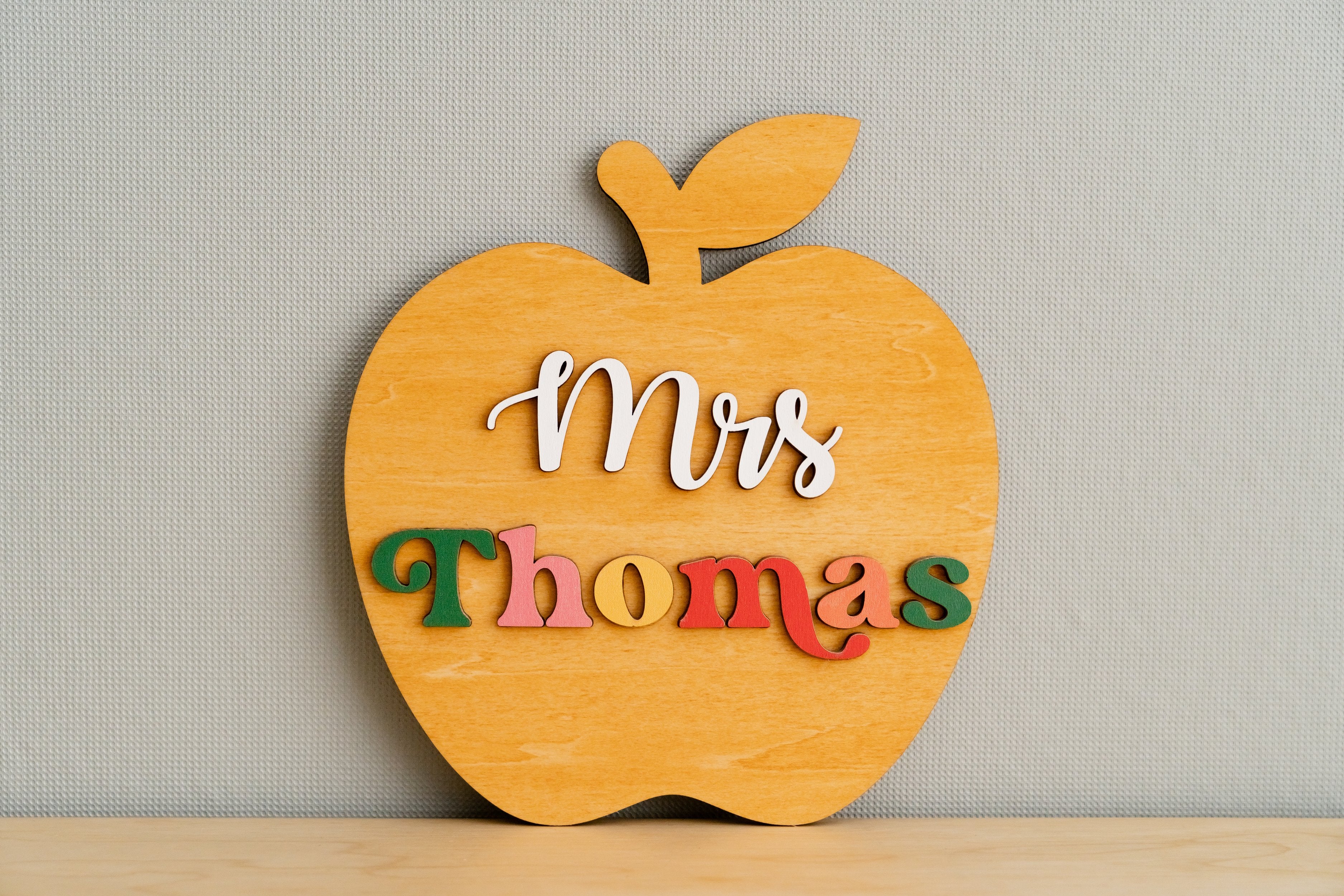 Custom Wooden Teacher's Apple Desk Ornament