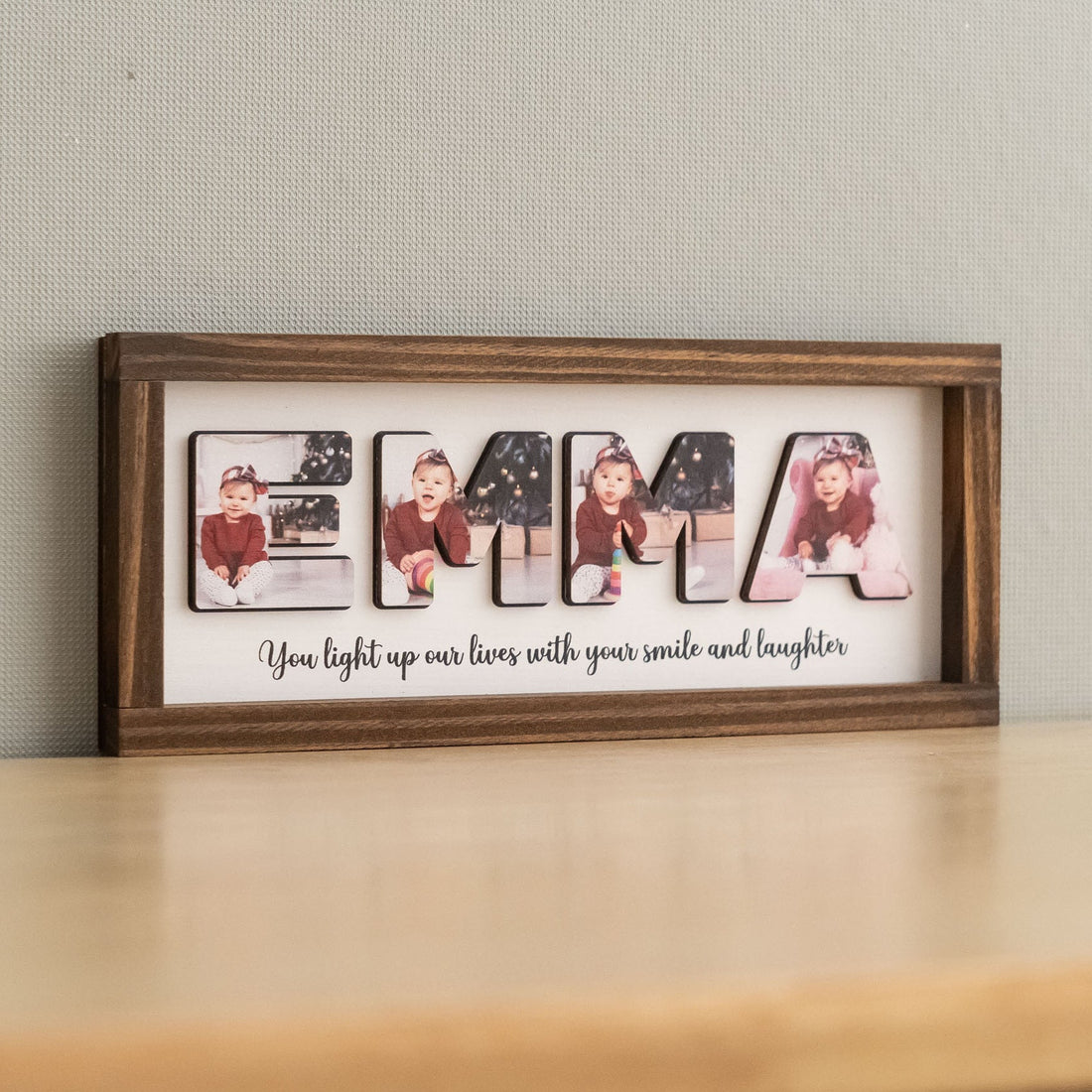 Custom Name Photo Wooden Frame for nursery and kids room Y94