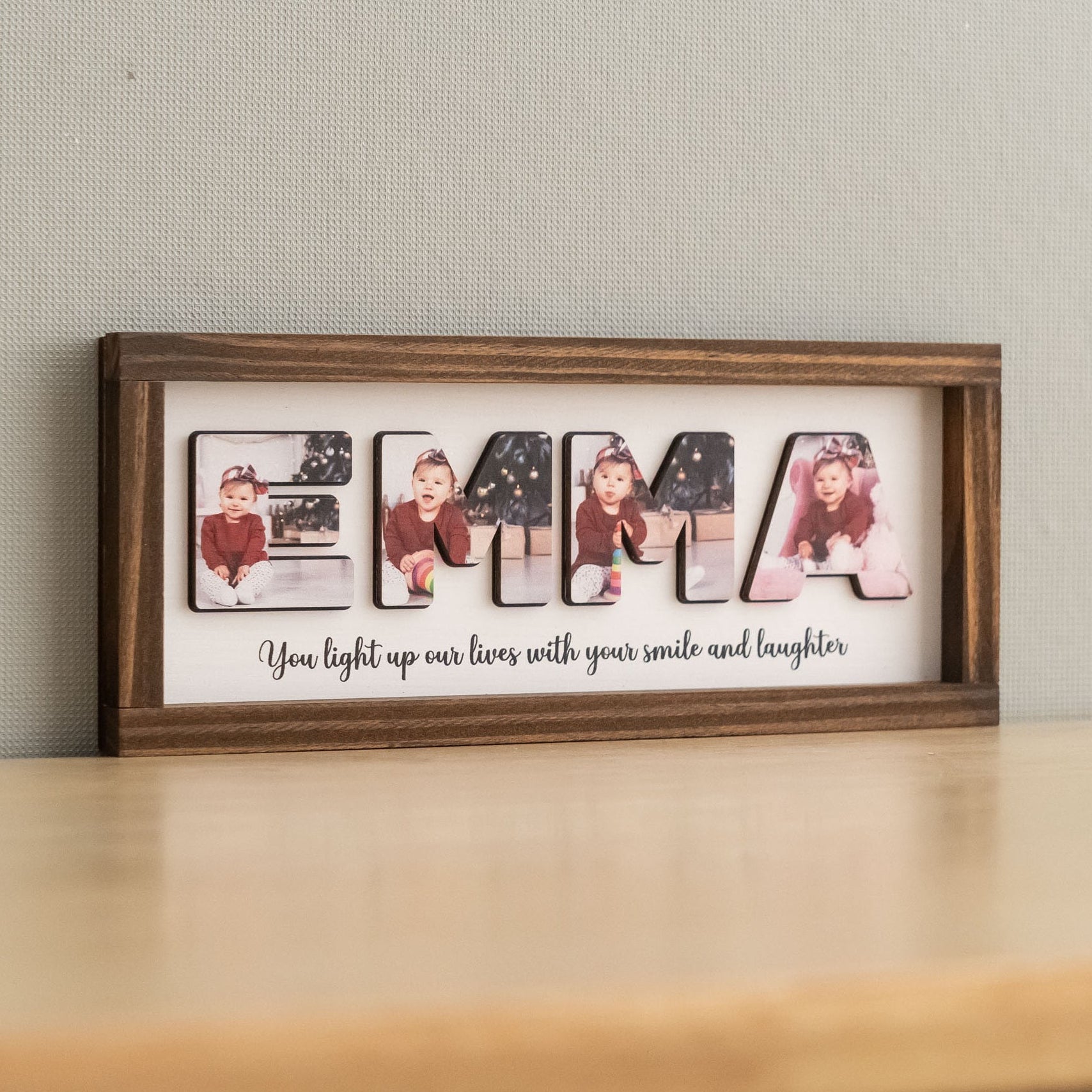 Custom Name Photo Wooden Frame for nursery and kids room Y94