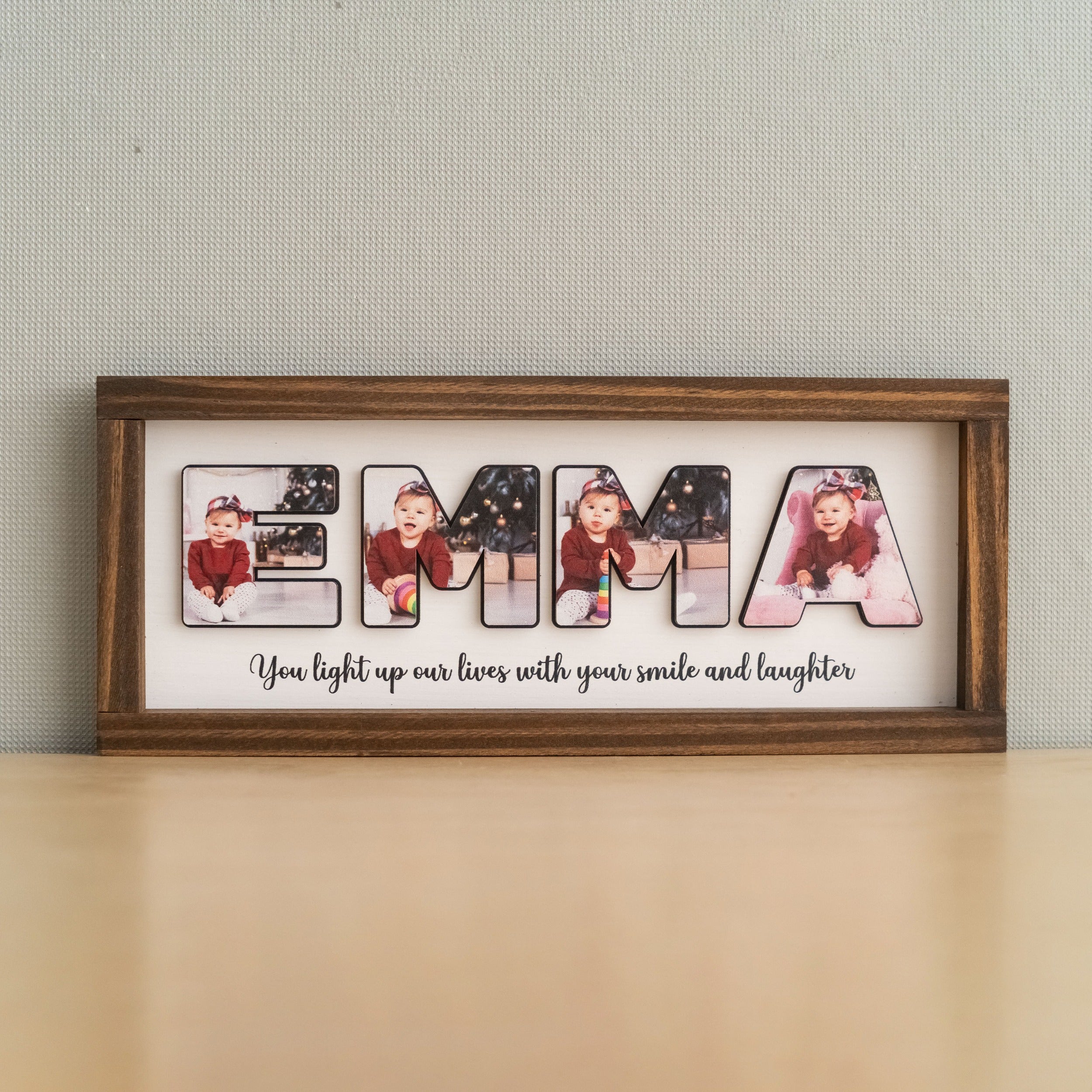 Custom Name Photo Wooden Frame for nursery and kids room Y94