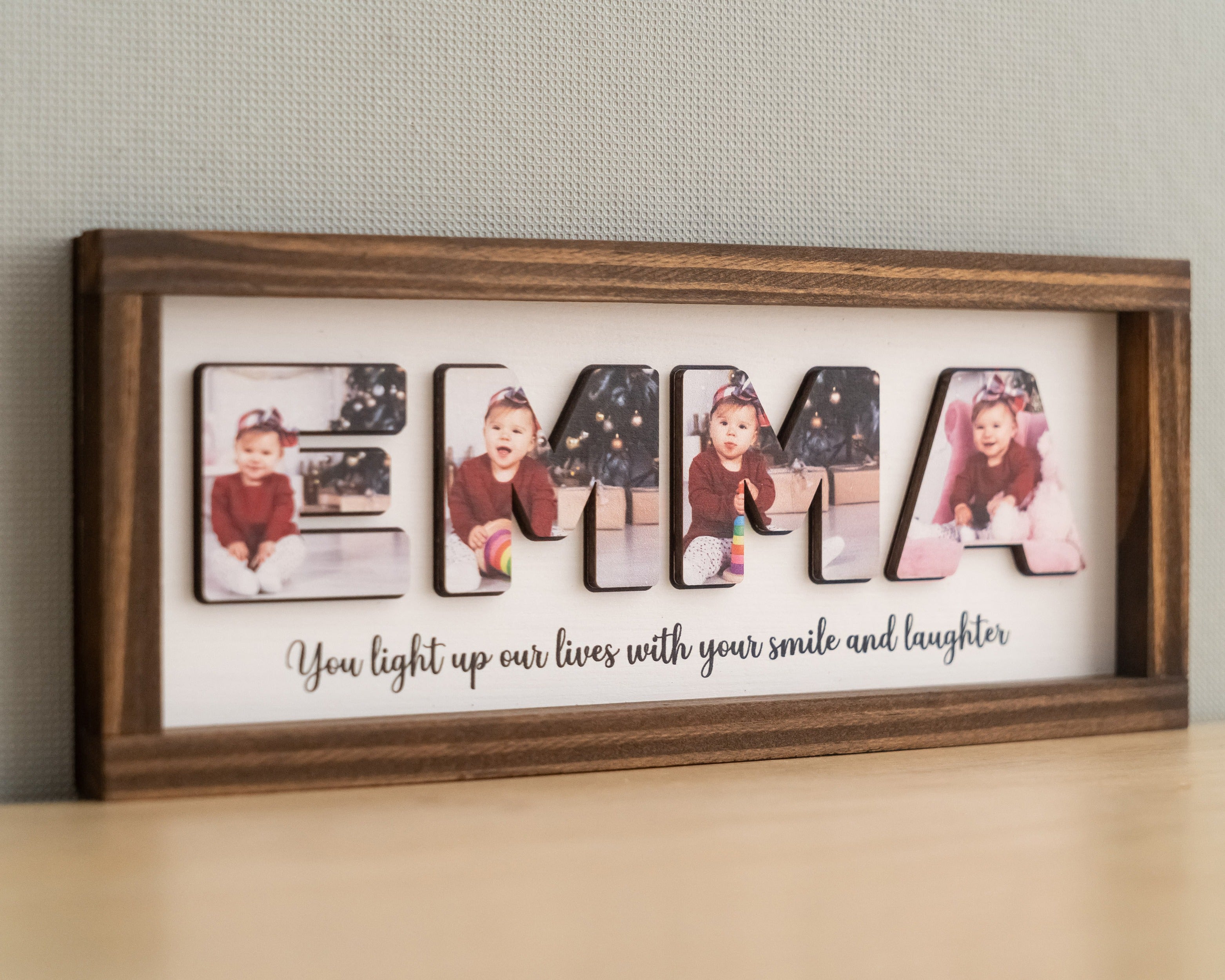 Personalized Name Photo Wooden Frame for custom baby gift Y94