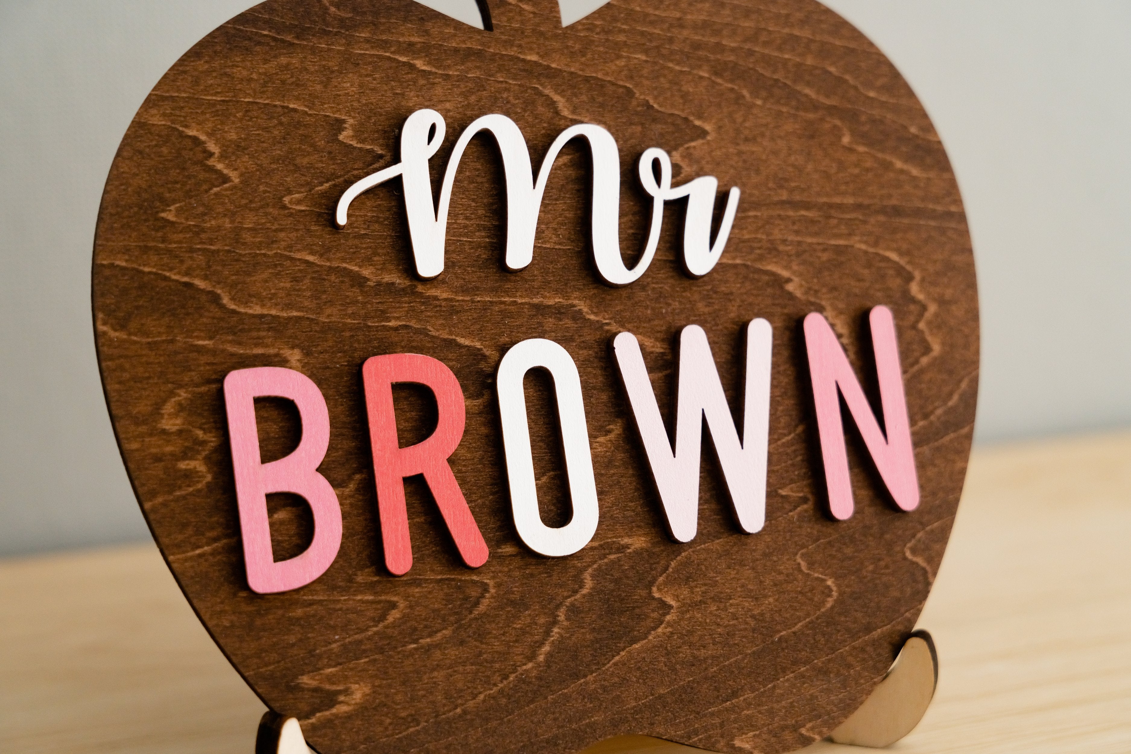 Custom Wooden Teacher's Apple Desk Ornament