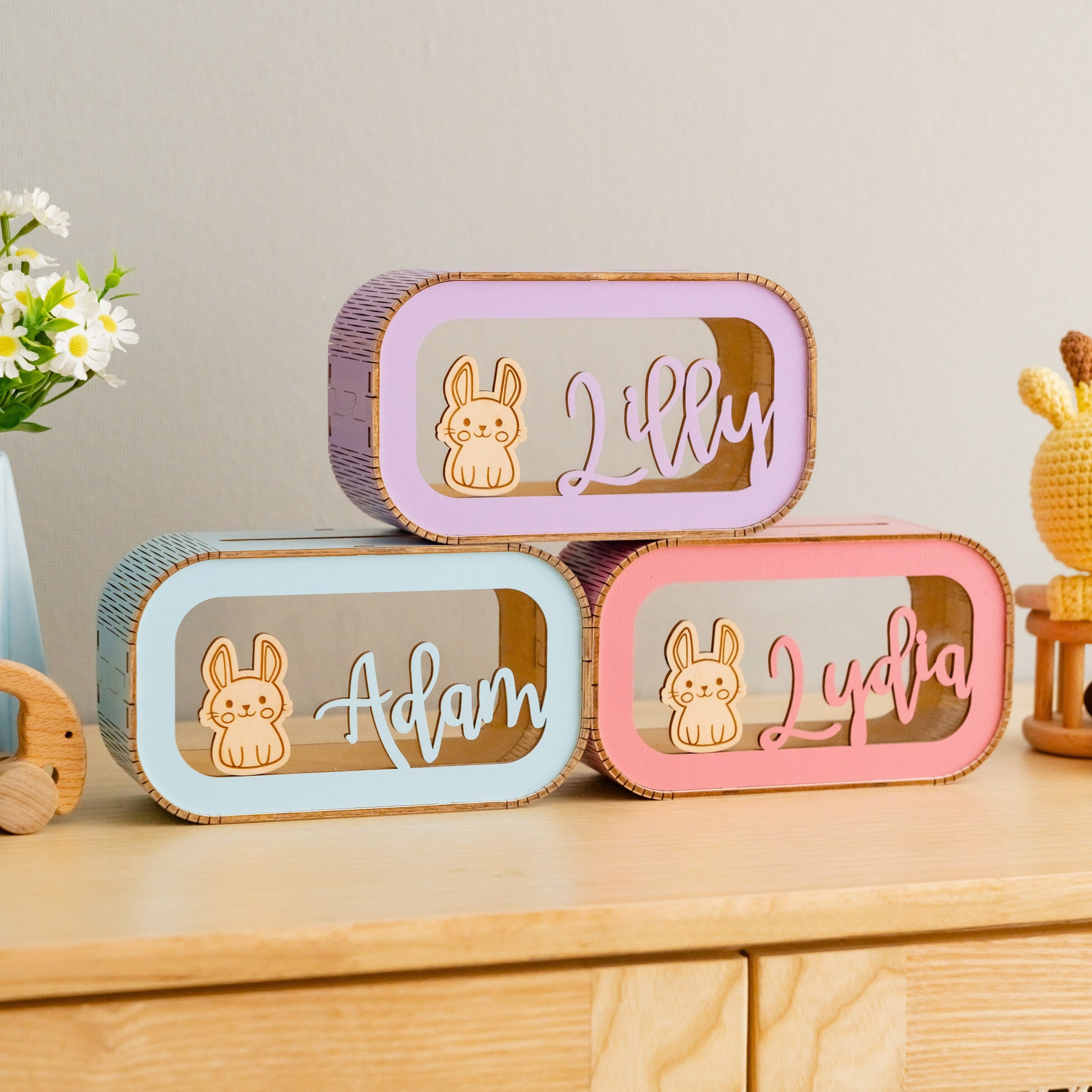 Personalized Animal Piggy Bank for Kids and Nursery Gift