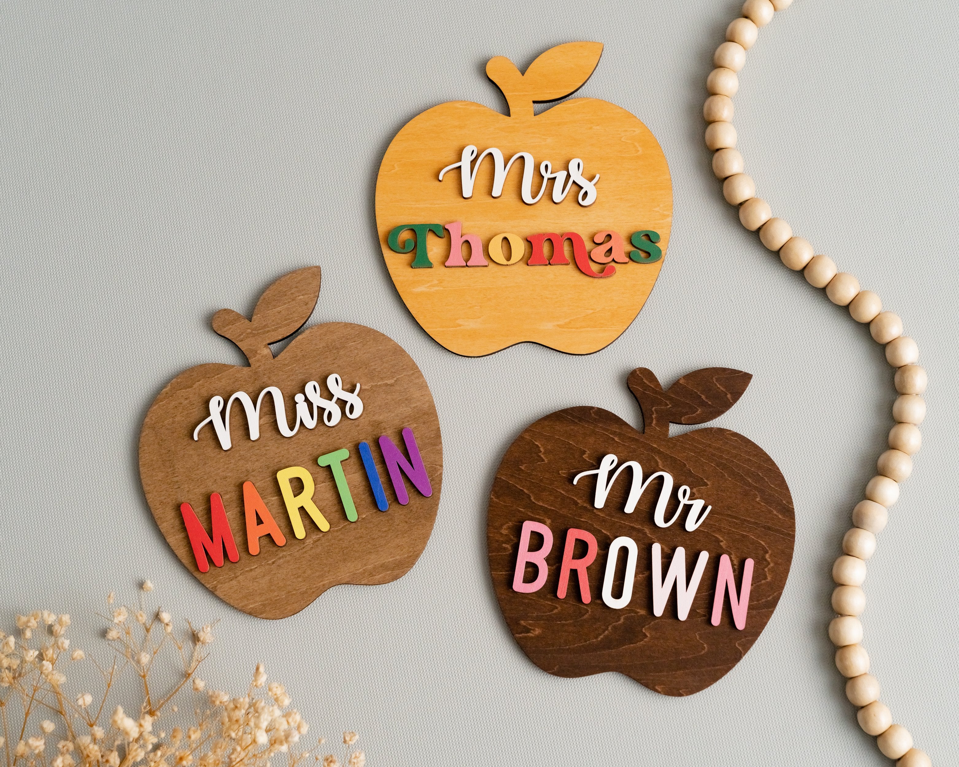 Custom Wooden Teacher's Apple Desk Ornament