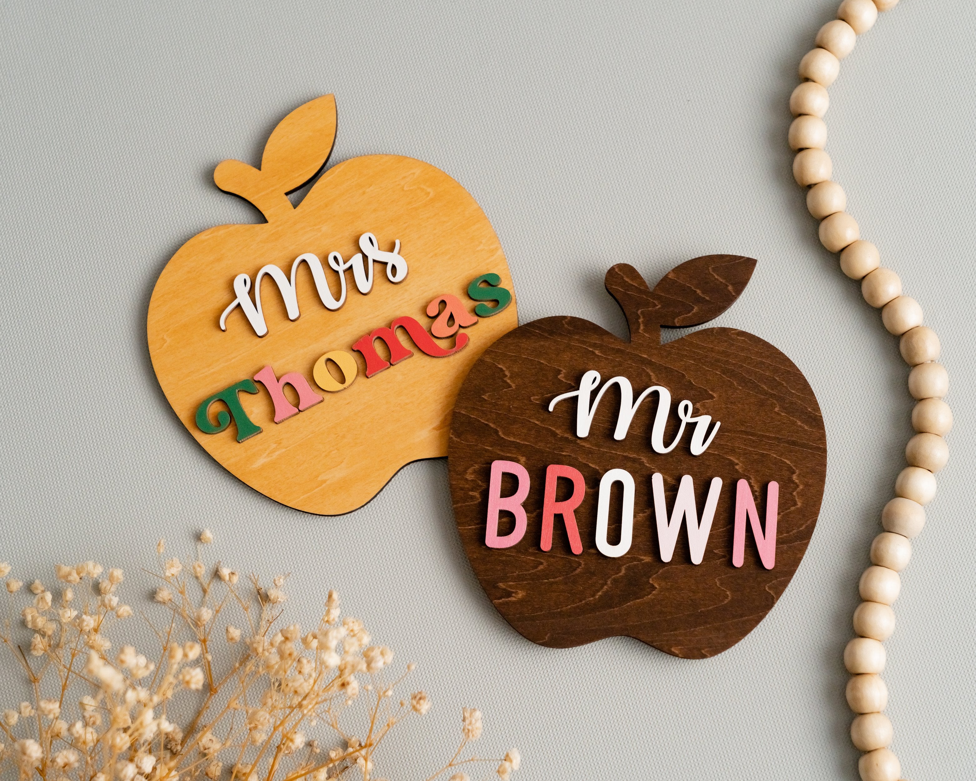 Custom Wooden Teacher's Apple Desk Ornament