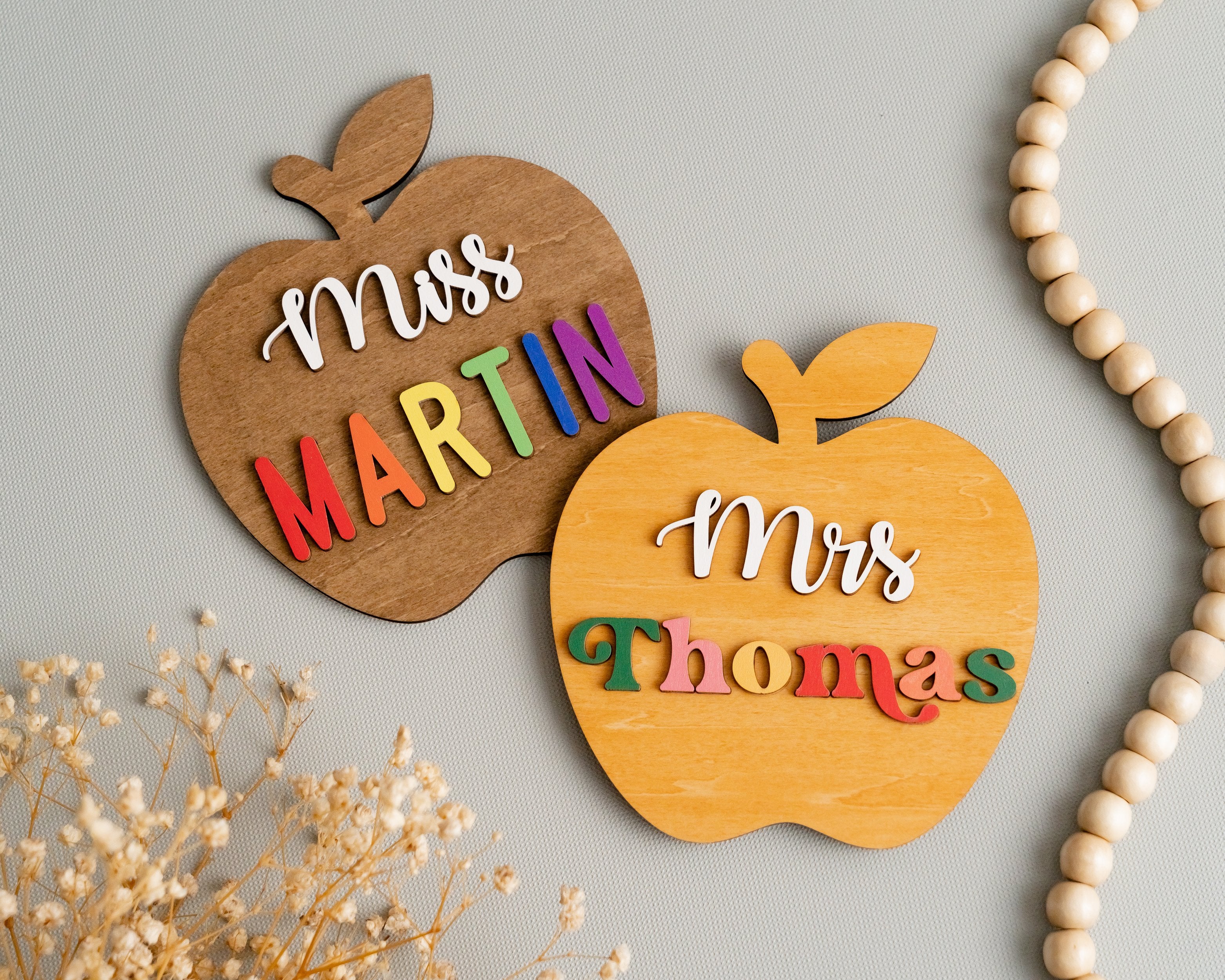 Custom Wooden Teacher's Apple Desk Ornament