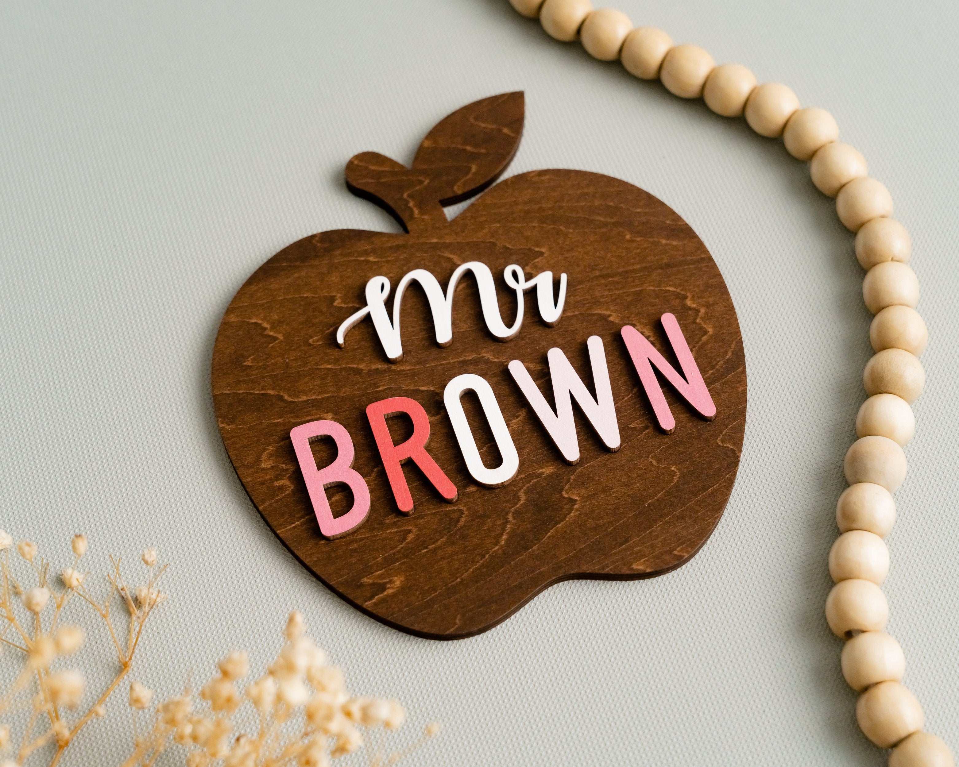 Custom Wooden Teacher's Apple Desk Ornament