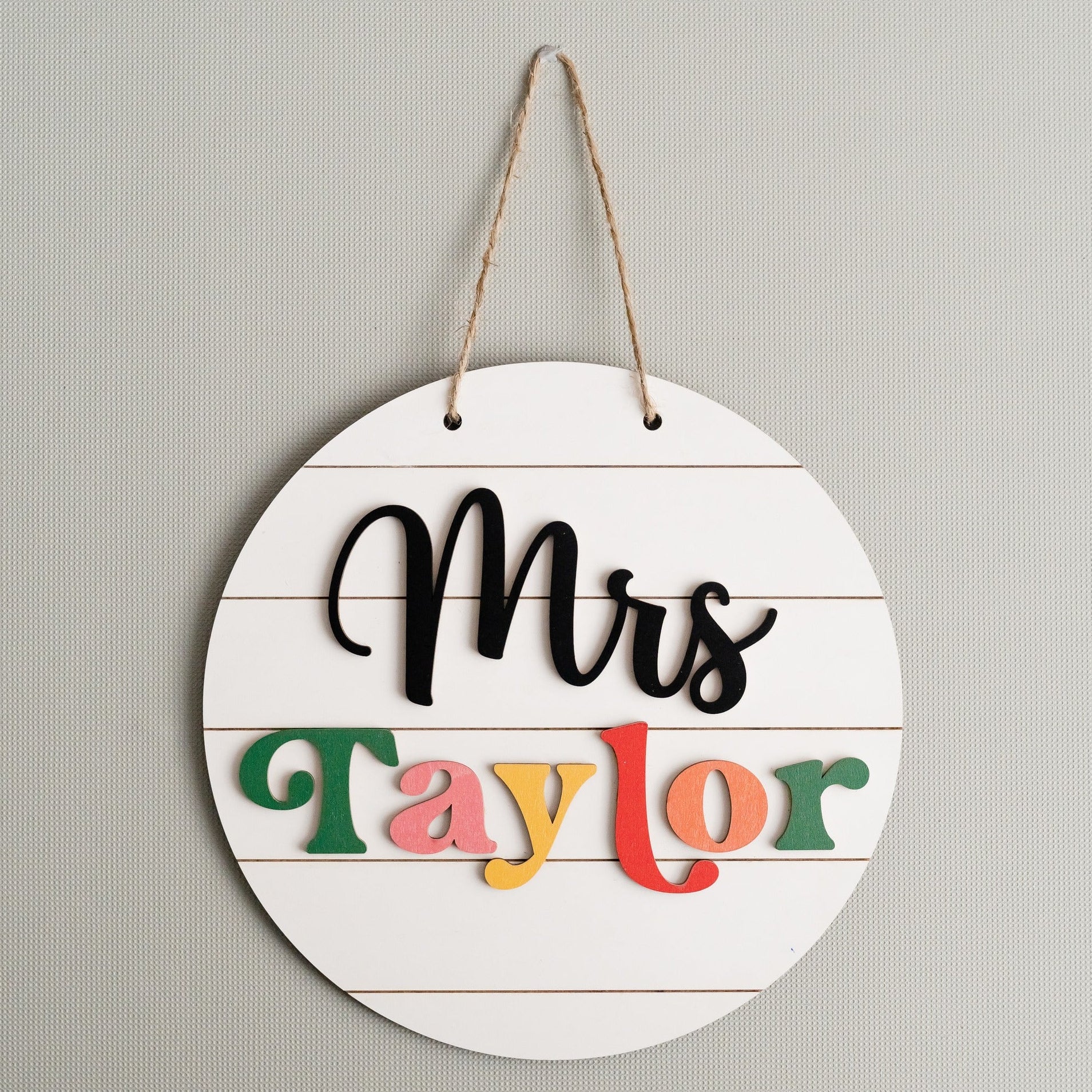 Personalized Wooden Teacher's Name Hanging Sign for Teacher Gifts and Personalized Teacher Appreciation Gifts J92