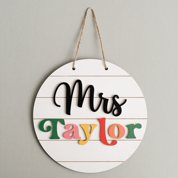 Personalized Wooden Teacher's Name Hanging Sign for Teacher Gifts and Personalized Teacher Appreciation Gifts J92
