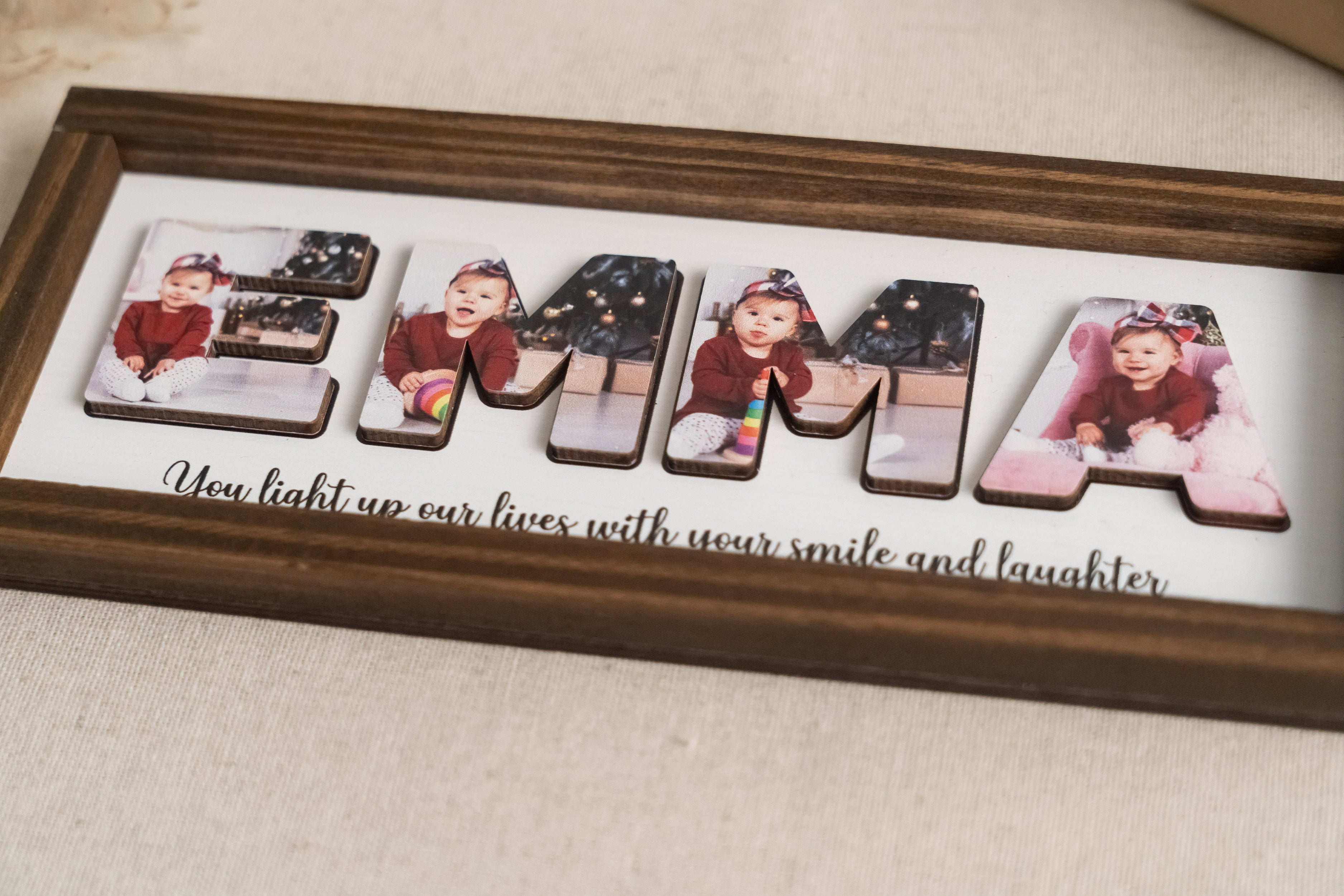 Custom Name Photo Wooden Frame for nursery and kids room Y94