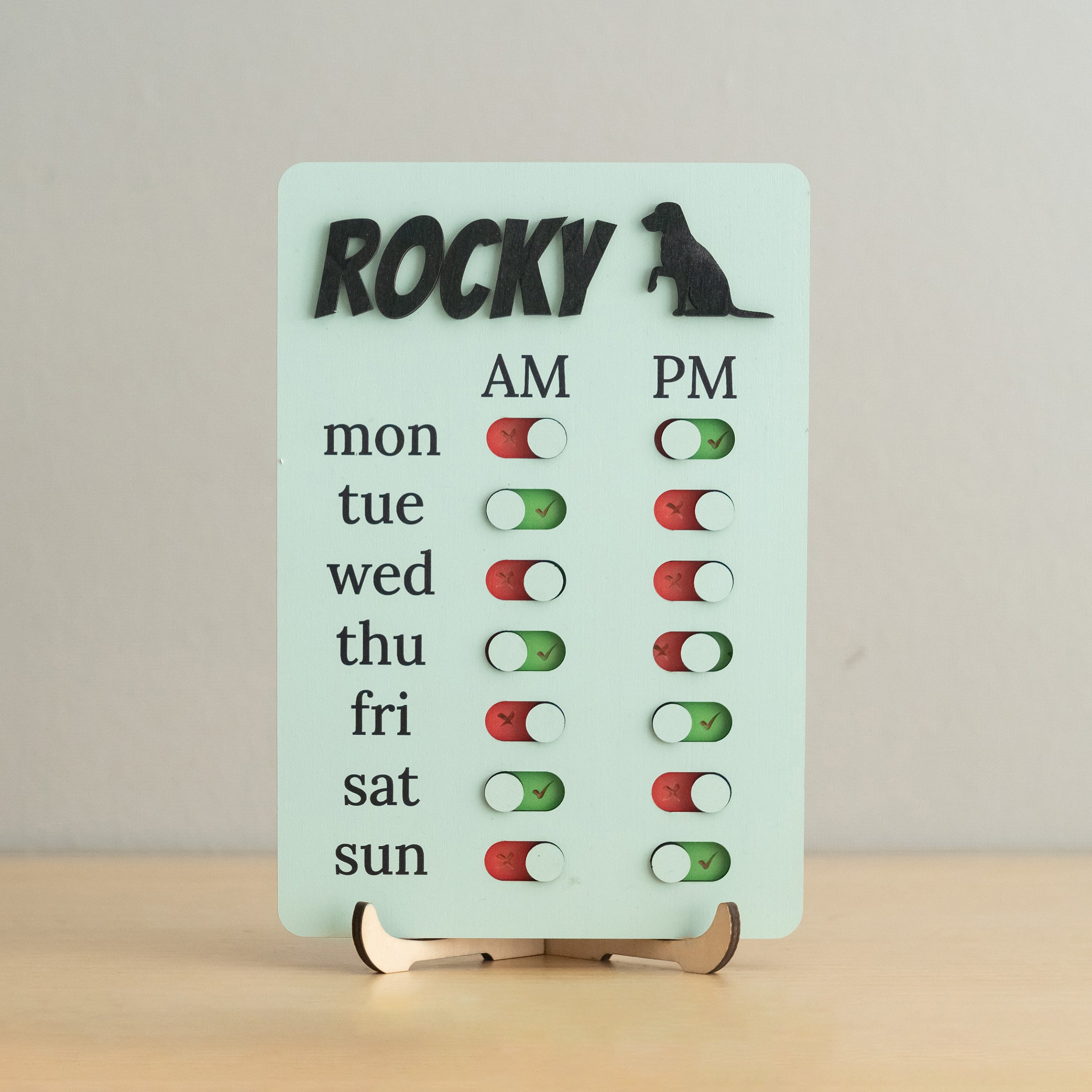 Pet Feeding Reminder Chart Board Wood for Pet Owner Home Care Y97