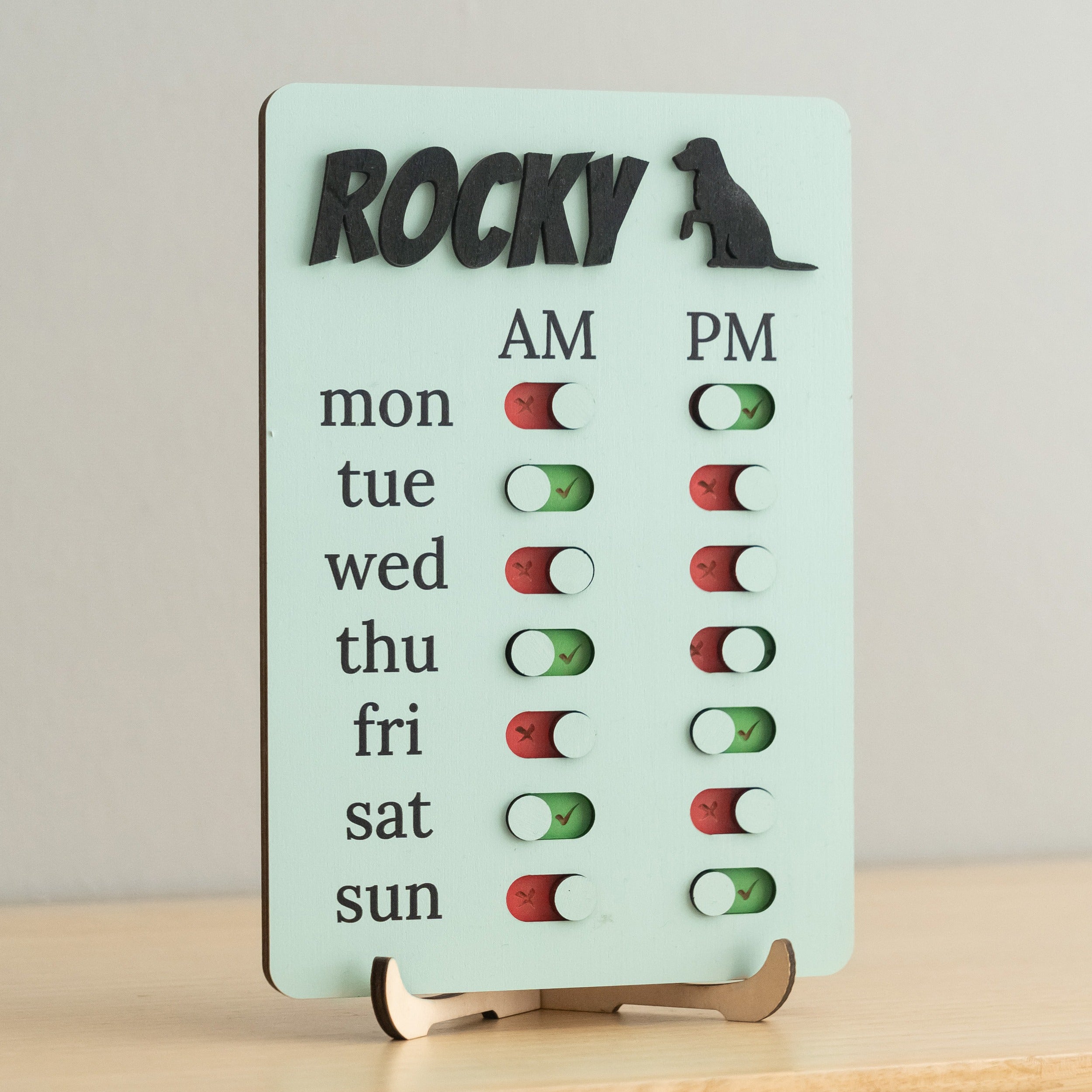 Pet Feeding Reminder Chart Board Wood for Daily Pet Care Helper Y97