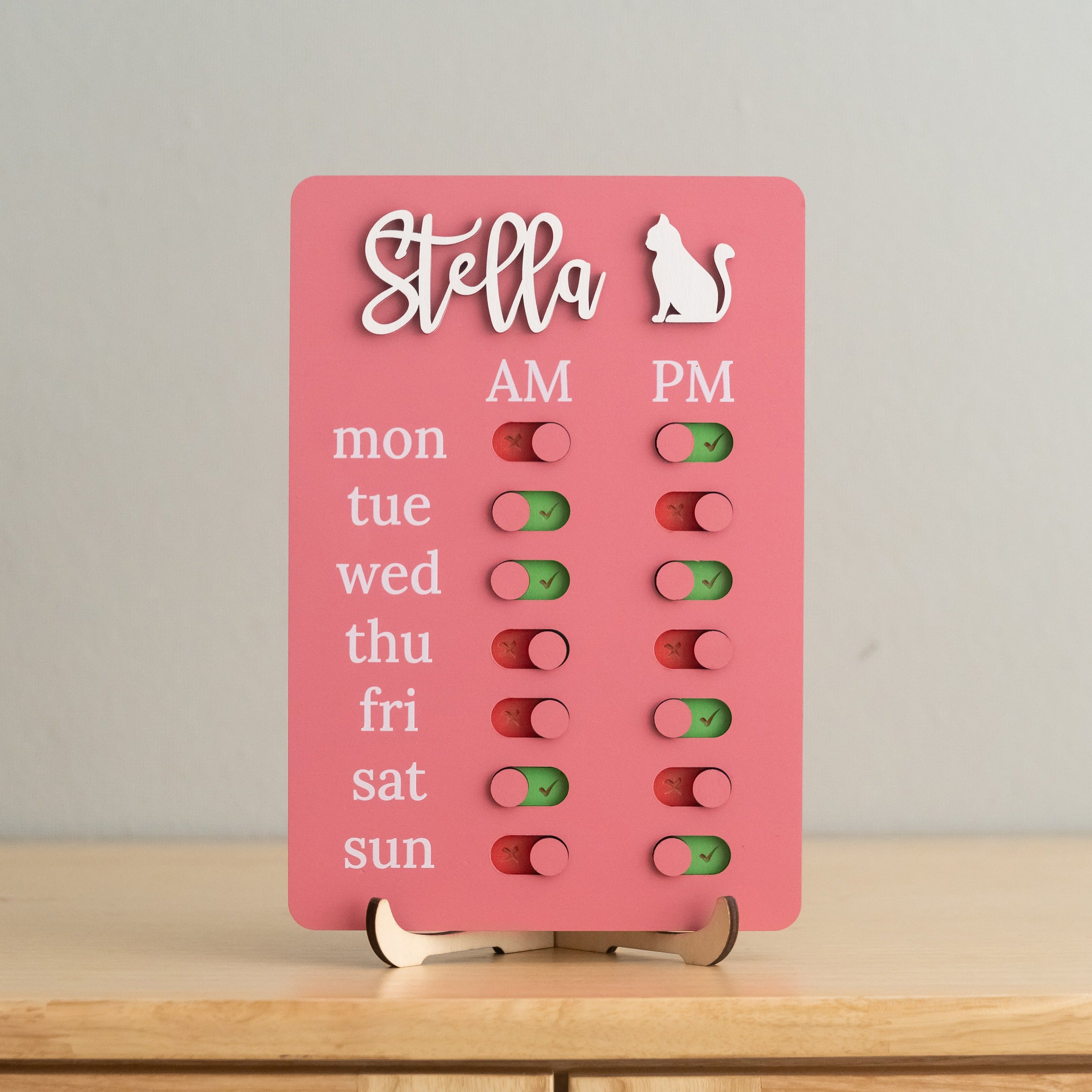 Pet Feeding Reminder Chart Board Wood for Daily Pet Care Tool Y97