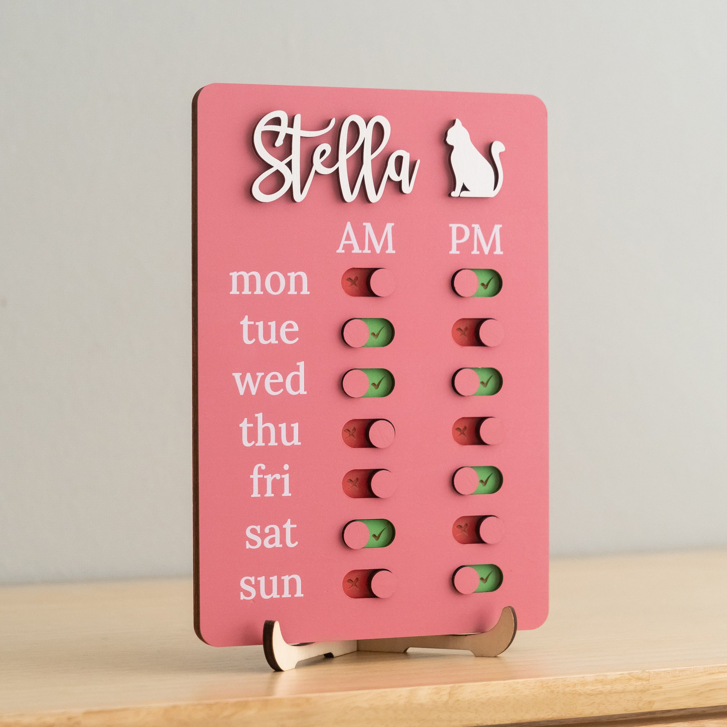 Pet Feeding Reminder Chart Board Wood for Daily Pet Care Tool Y97
