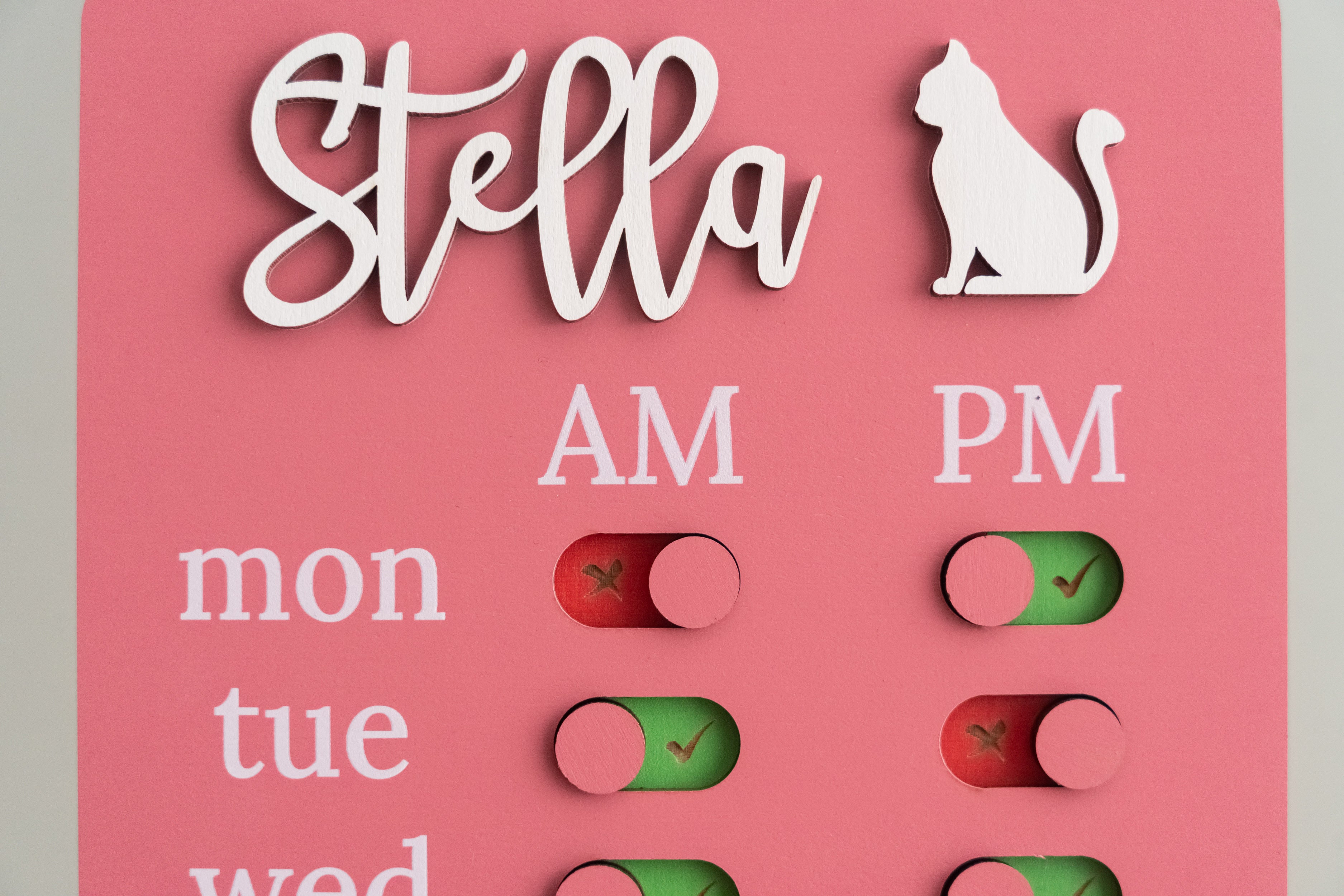 Pet Feeding Reminder Chart Board Wood for Daily Pet Care Tool Y97
