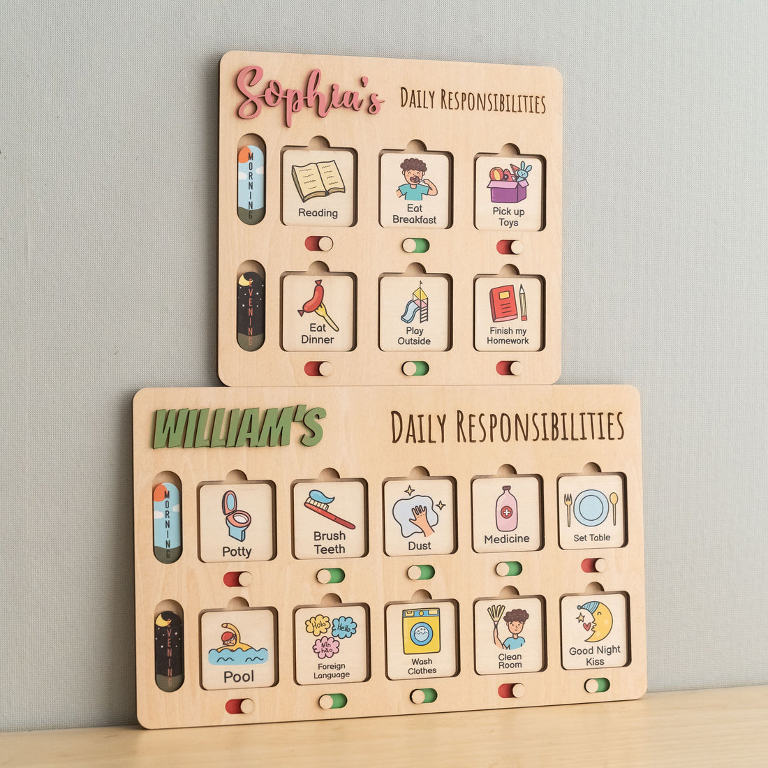Personalized Wooden Chore Chart For Kids Wood and Daily Routine Chart Y95