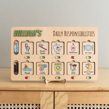 Wooden Chore Chart For Kids Wood for Daily Routine Chart Y95